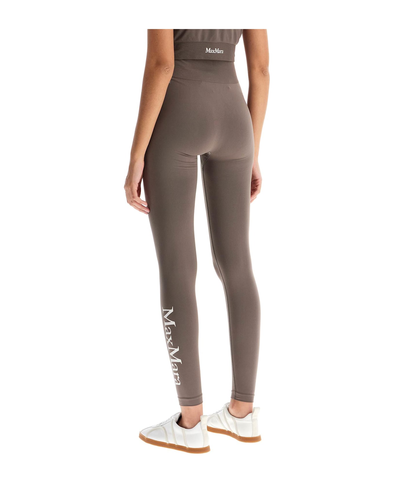 Max Mara 'fire' Sport Leggings With Logo Print - NOCCIOLA (Brown)