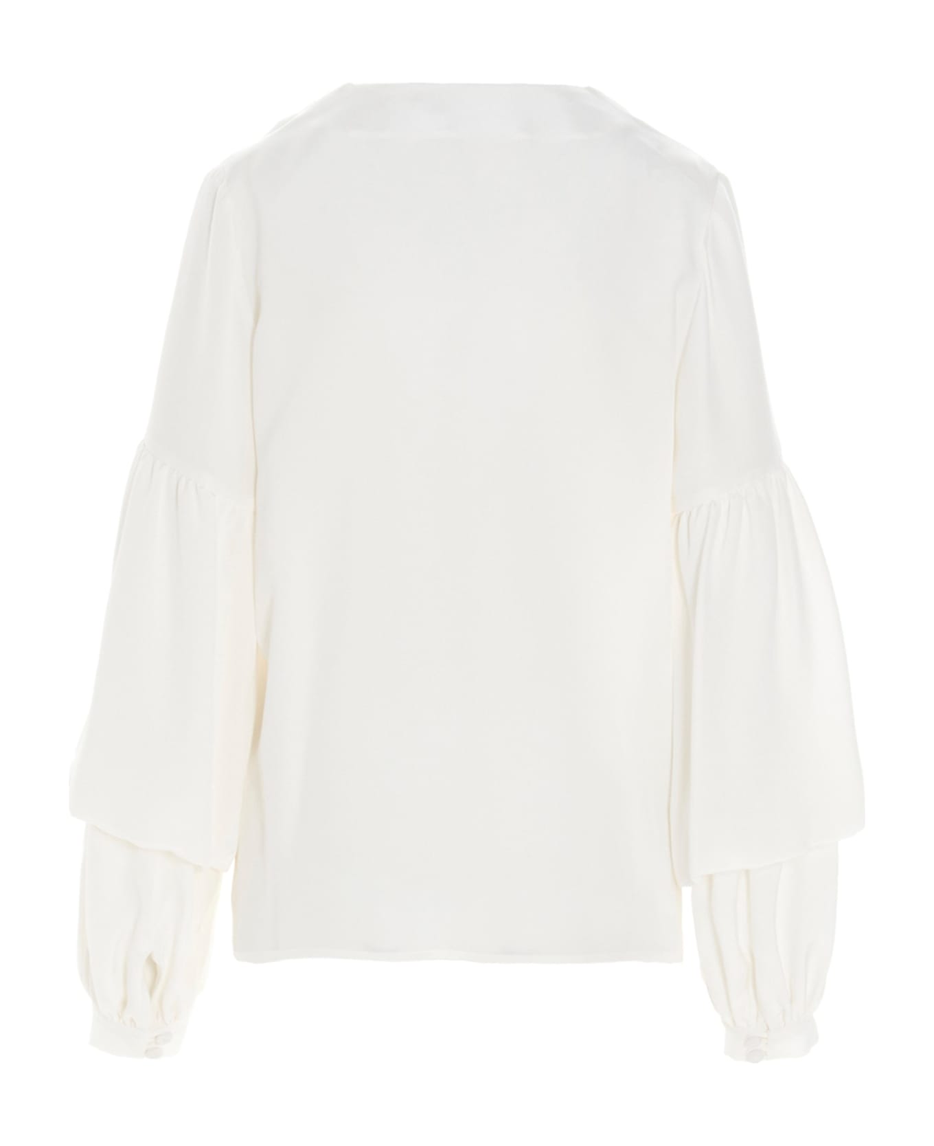 Di.La3 Pari
 Puff-sleeve Silk Shirt - White