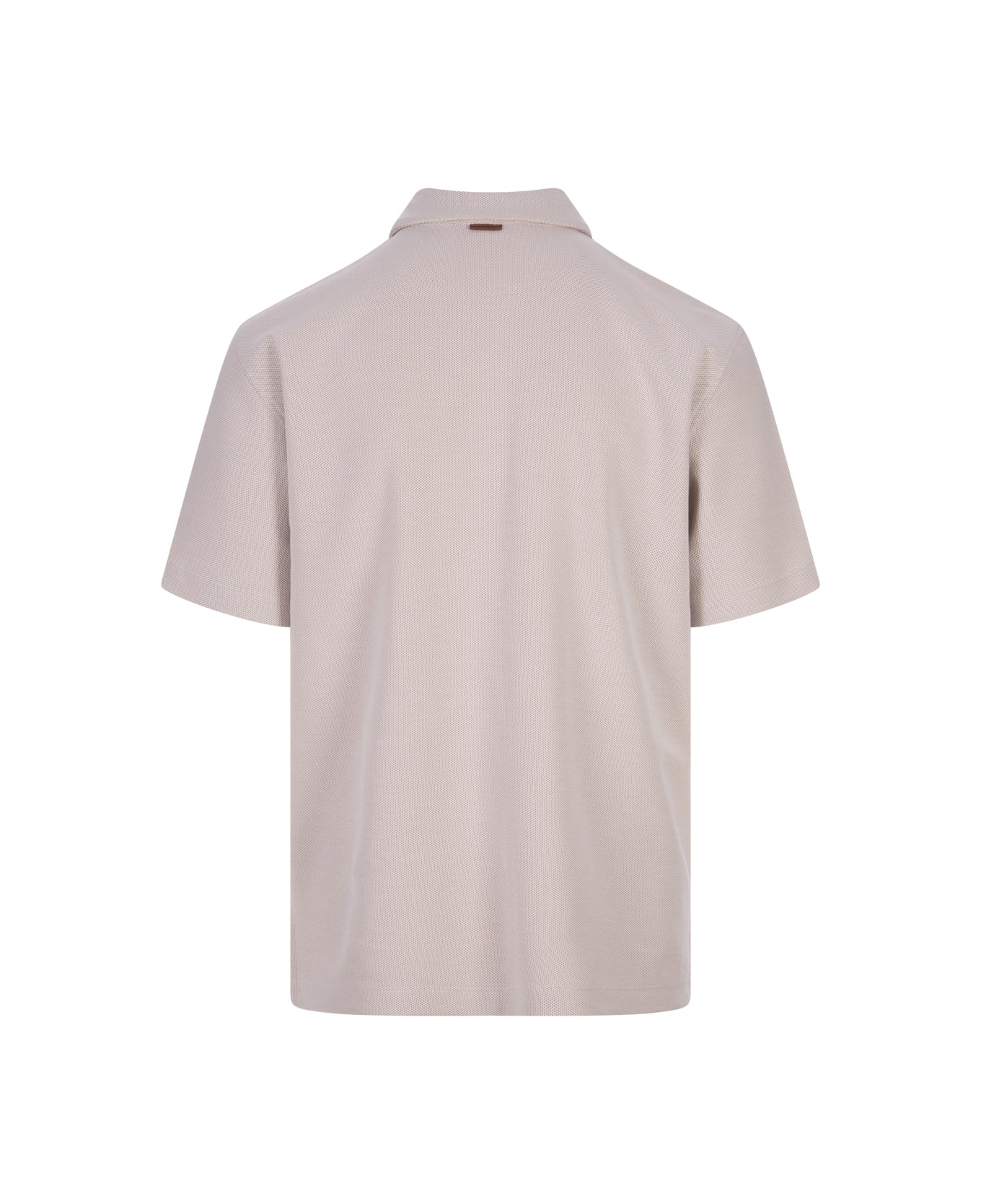 Zegna Beige Honeycomb Cotton Polo Shirt - Brown