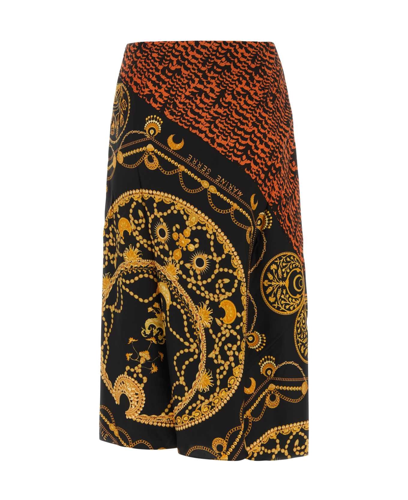 Marine Serre Printed Satin Skirt - Multicolor