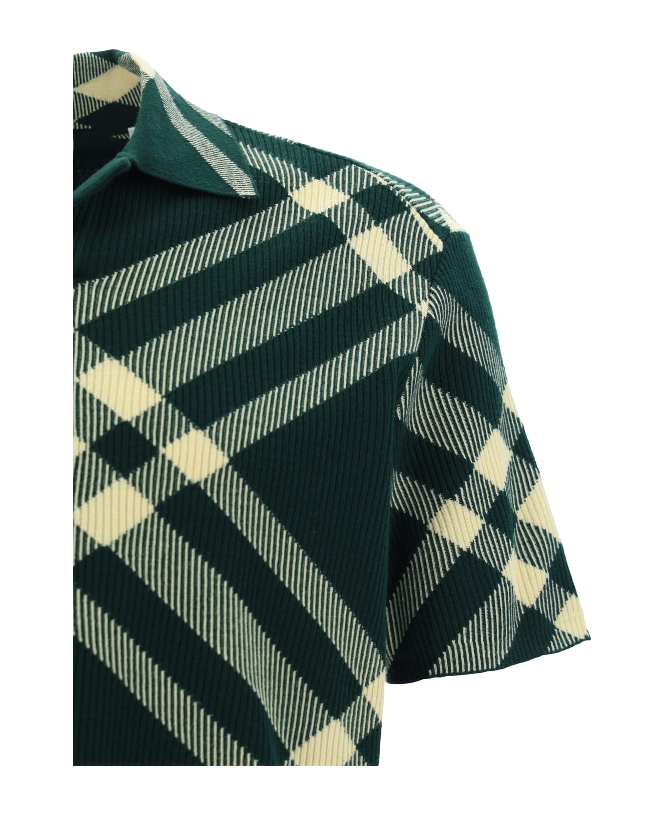 Burberry Vintage Check Ribbed Short Sleeved Polo Shirt - Daffodil Ip Check