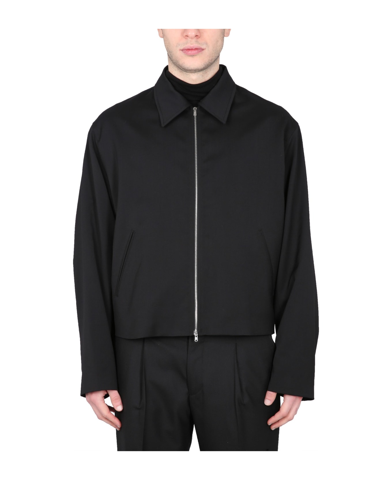 Our Legacy Jacket With Collar - Black Worsted Wool