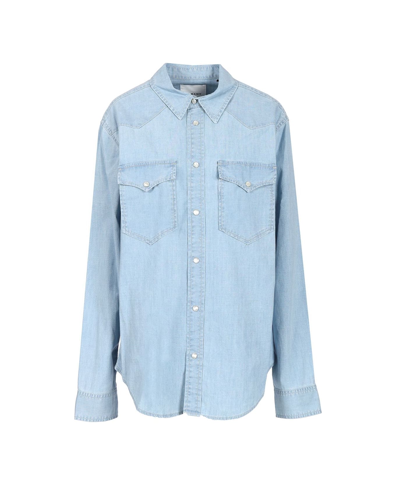 Isabel Marant 'vasco' Shirt In Light Wash Denim - Light blue