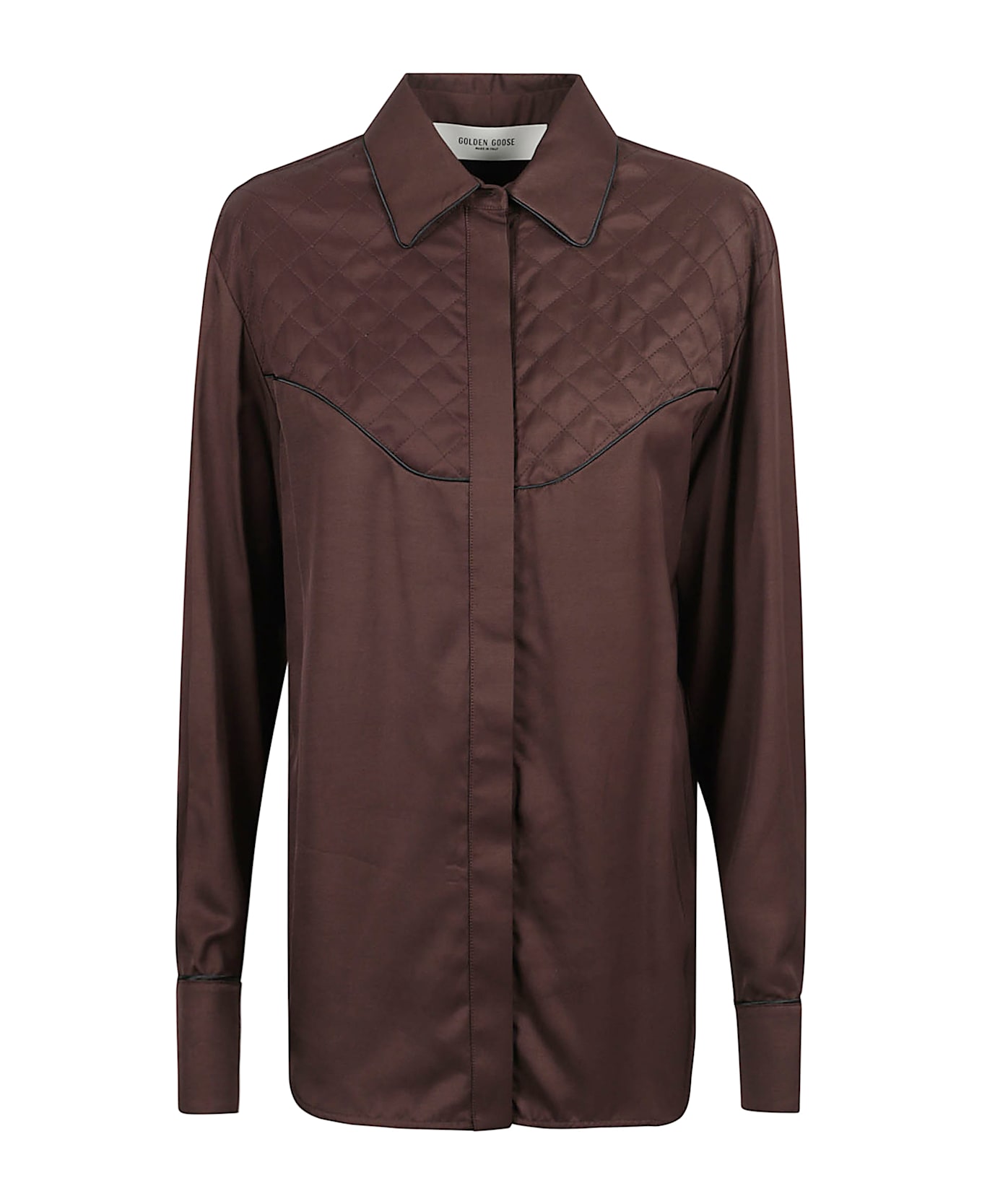 Golden Goose Shirt With Quilted Details - COFFEE BEAN