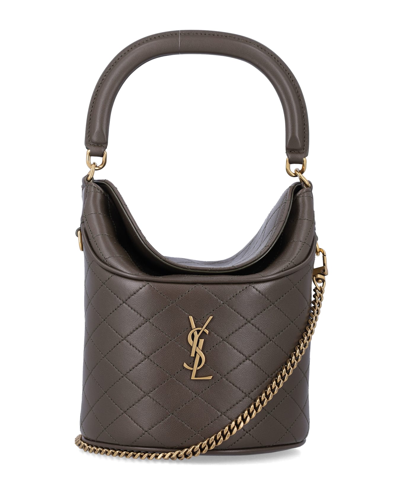 Saint Laurent Gaby Quilted Lambskin Bucket Bag - LIGHT MUSK