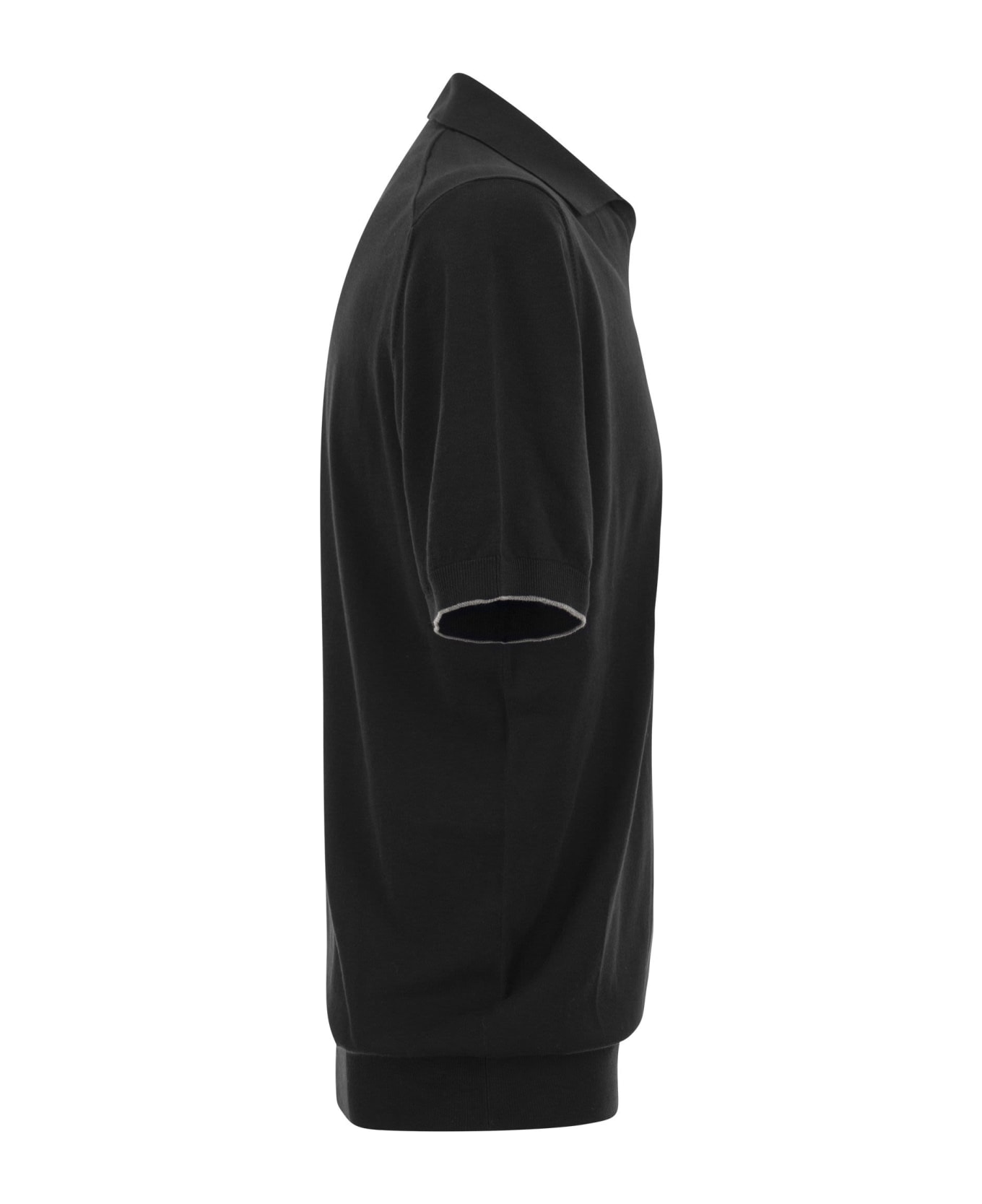 Brunello Cucinelli Cotton Polo Style Sweater - Black