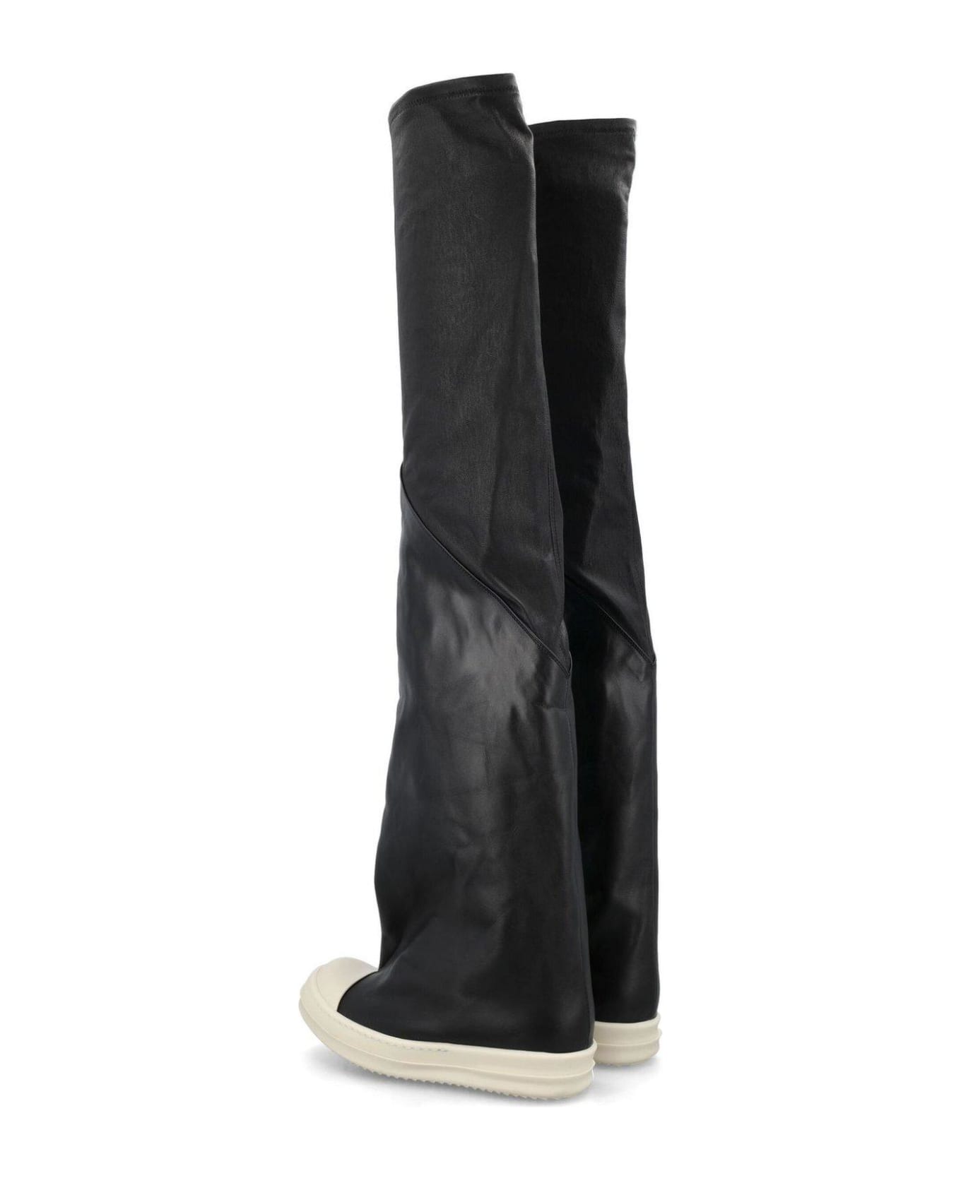 Rick Owens Contrast-toe Thigh-high Boots - Black