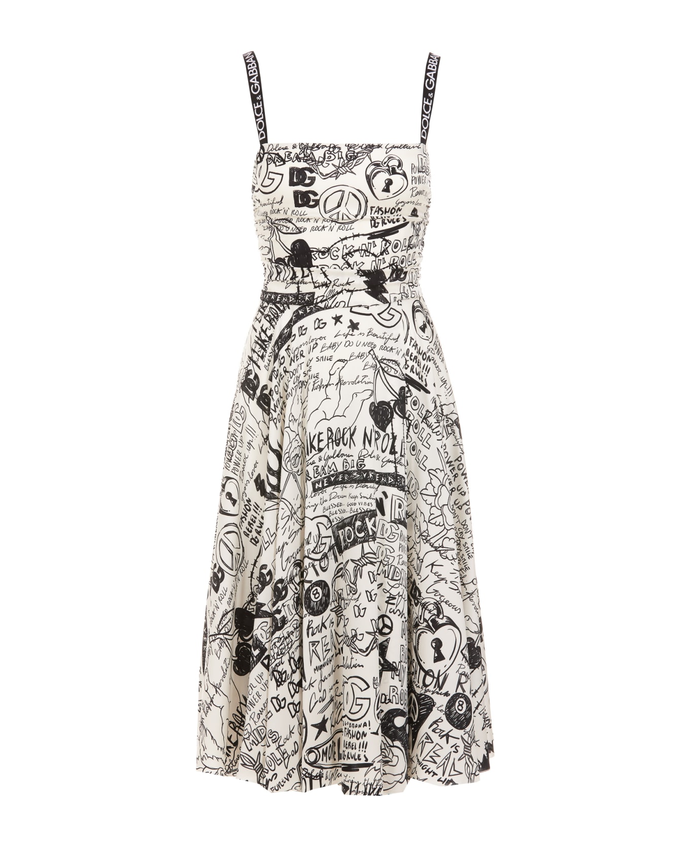 Dolce & Gabbana Dg Graffiti Print Dress - Bianco