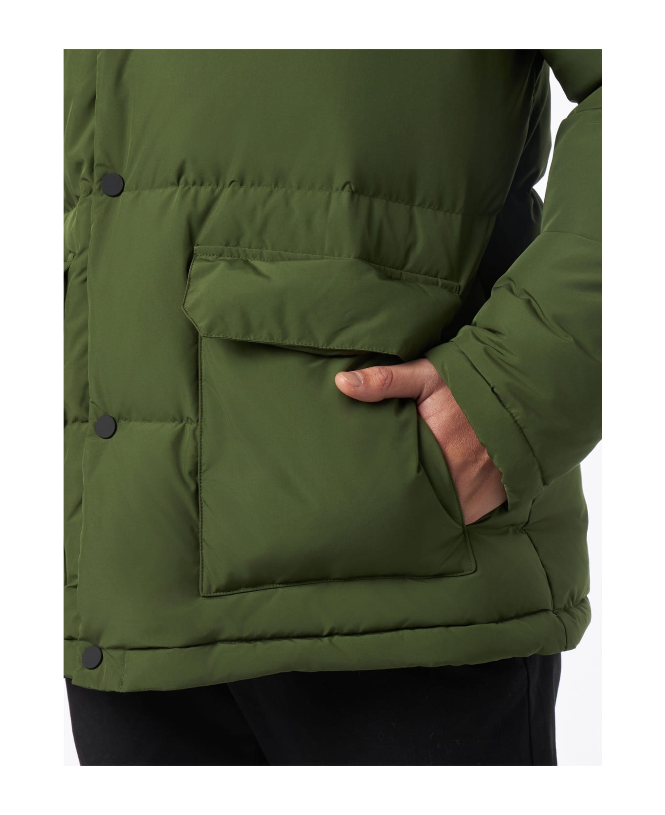 MC2 Saint Barth Man Military Green Hooded Down Jacket Baxter - GREEN