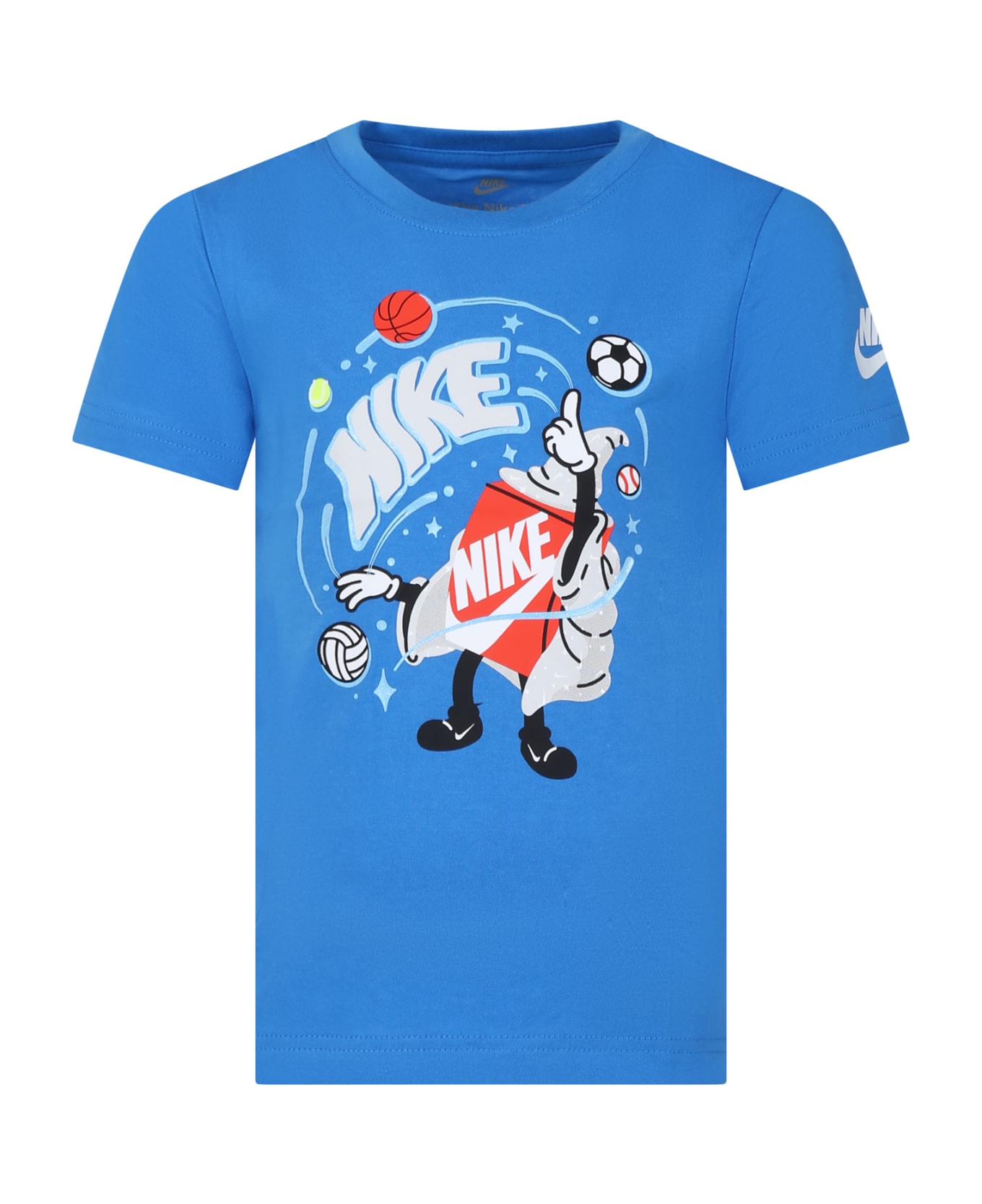 Nike Light Blue T-shirt For Boy With Logo - Blue