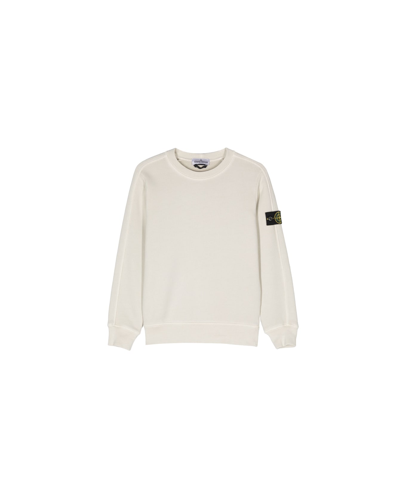 Stone Island Putty Diagonal Organic Cotton Sweatshirt With Old Effect - White