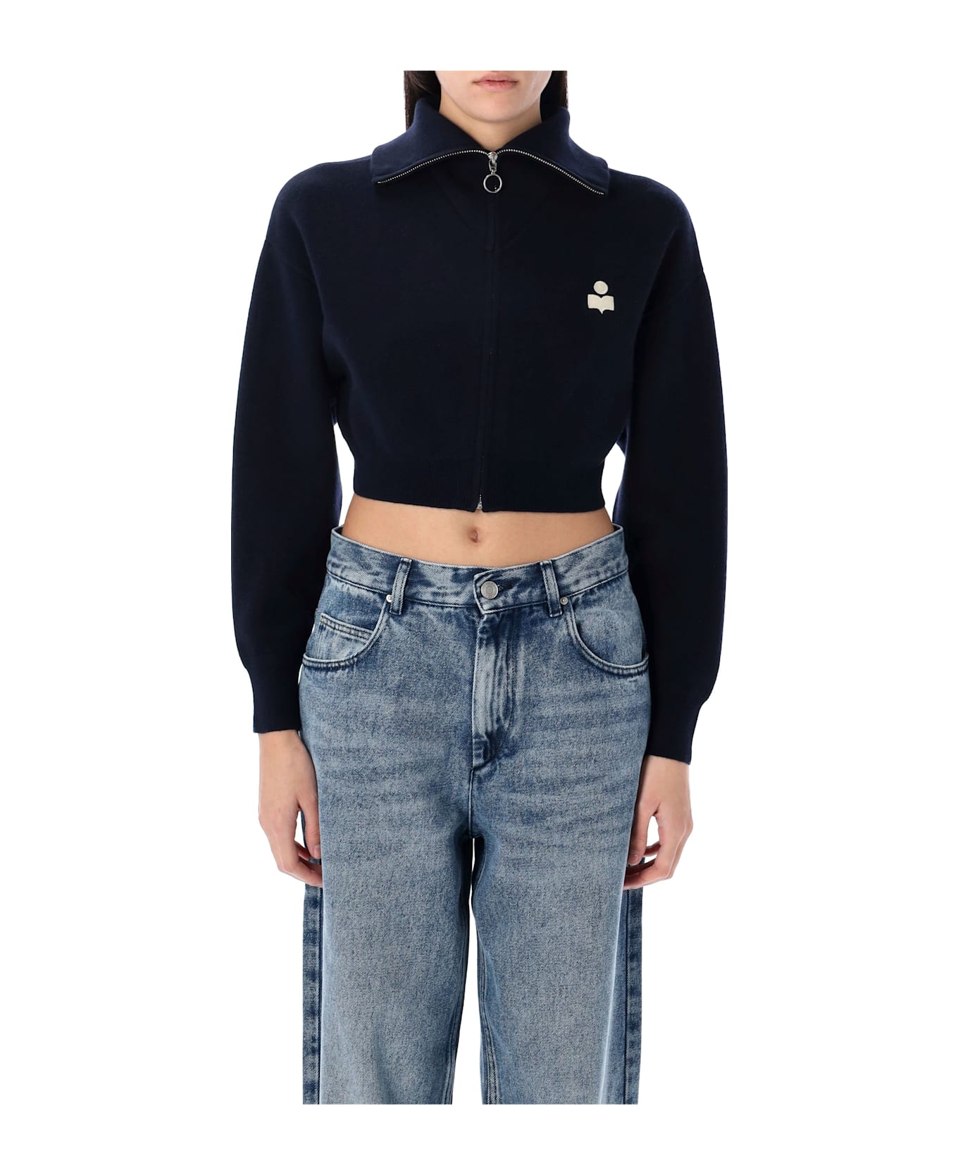 Marant Étoile Oxane Zip Cropped Cardigan - MIDNIGHT BLUE