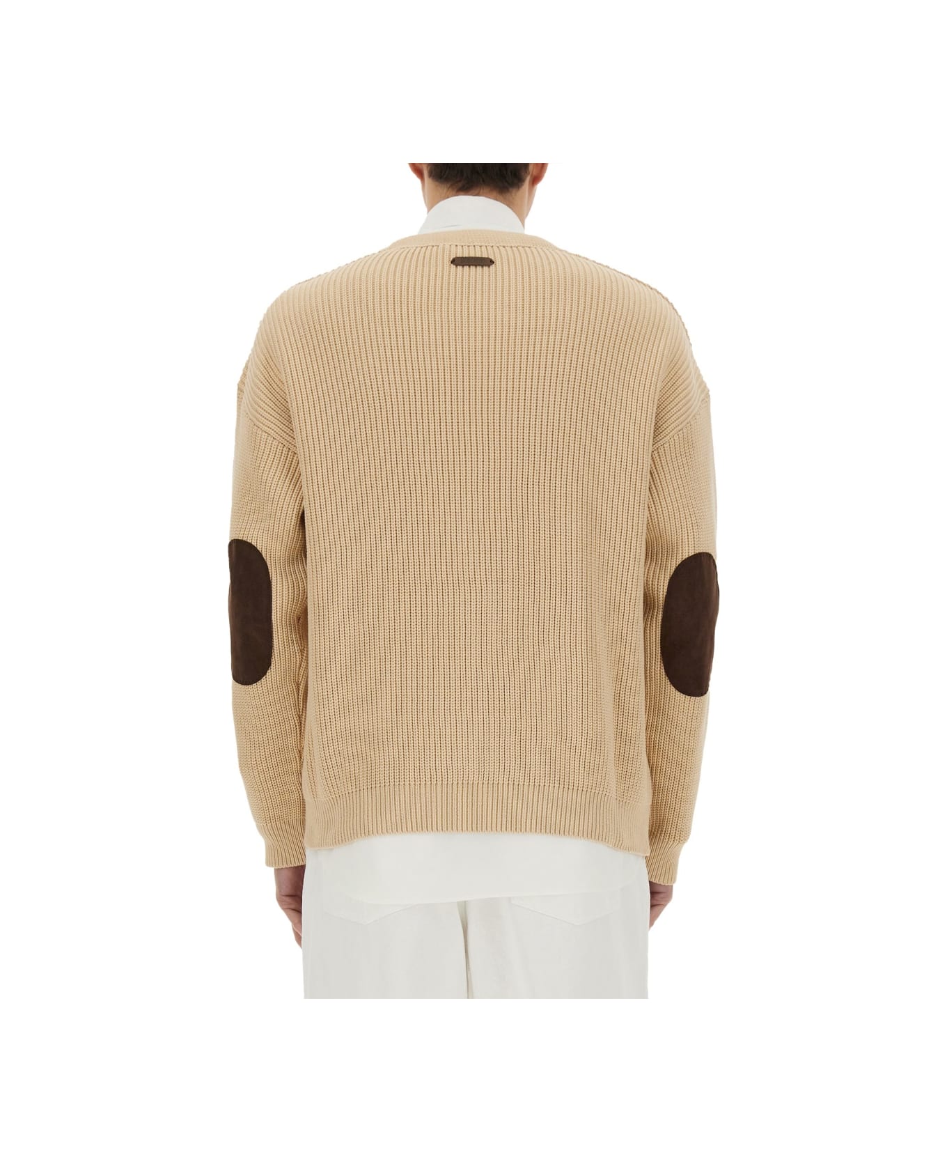 Moschino Organic Cotton Blend Cardigan - BEIGE