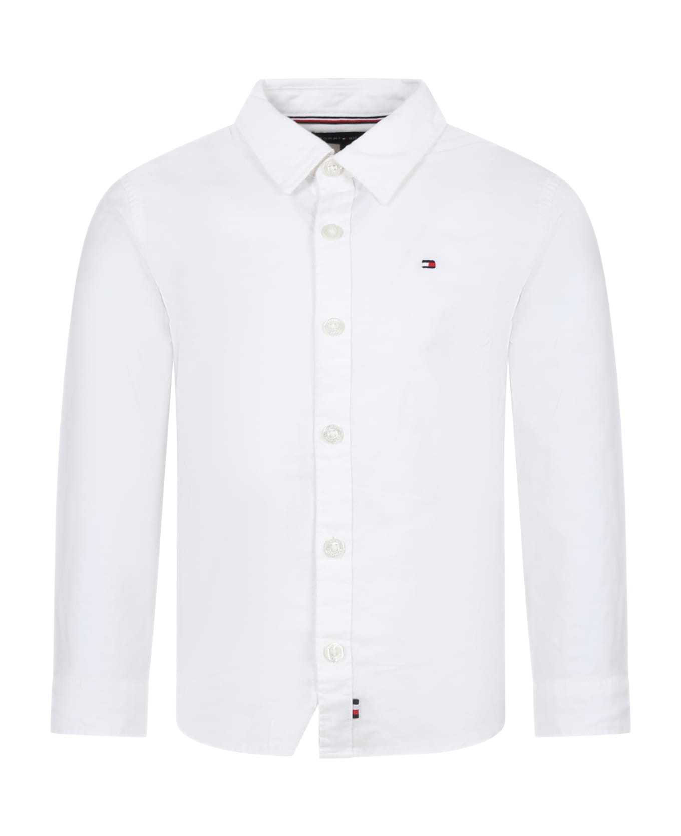Tommy Hilfiger White Shirt For Boy With Logo - White