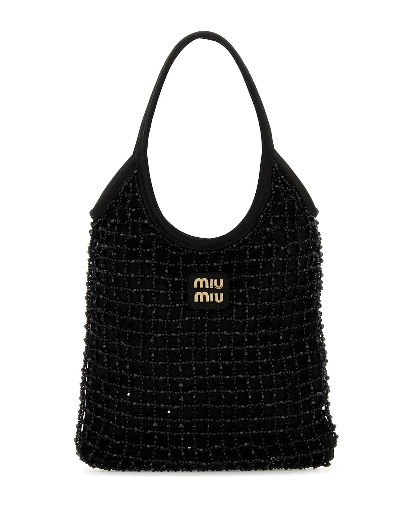 Miu Miu Embellished Satin Handbag - NERO