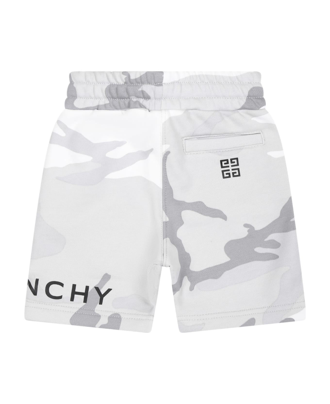 Givenchy Nike Grey Shorts For Baby Boy With Camouflage Print And Logo - Grey