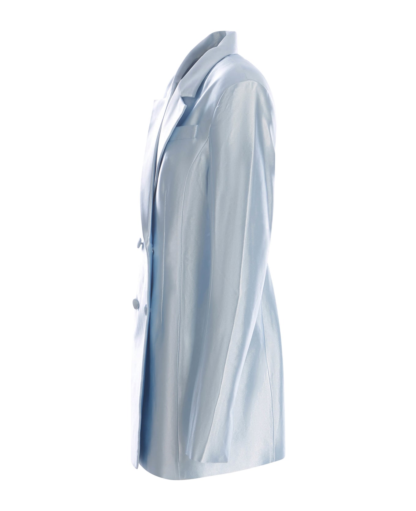 Rotate by Birger Christensen Blazer Dress Rotate Made Of Satin - Celeste polvere