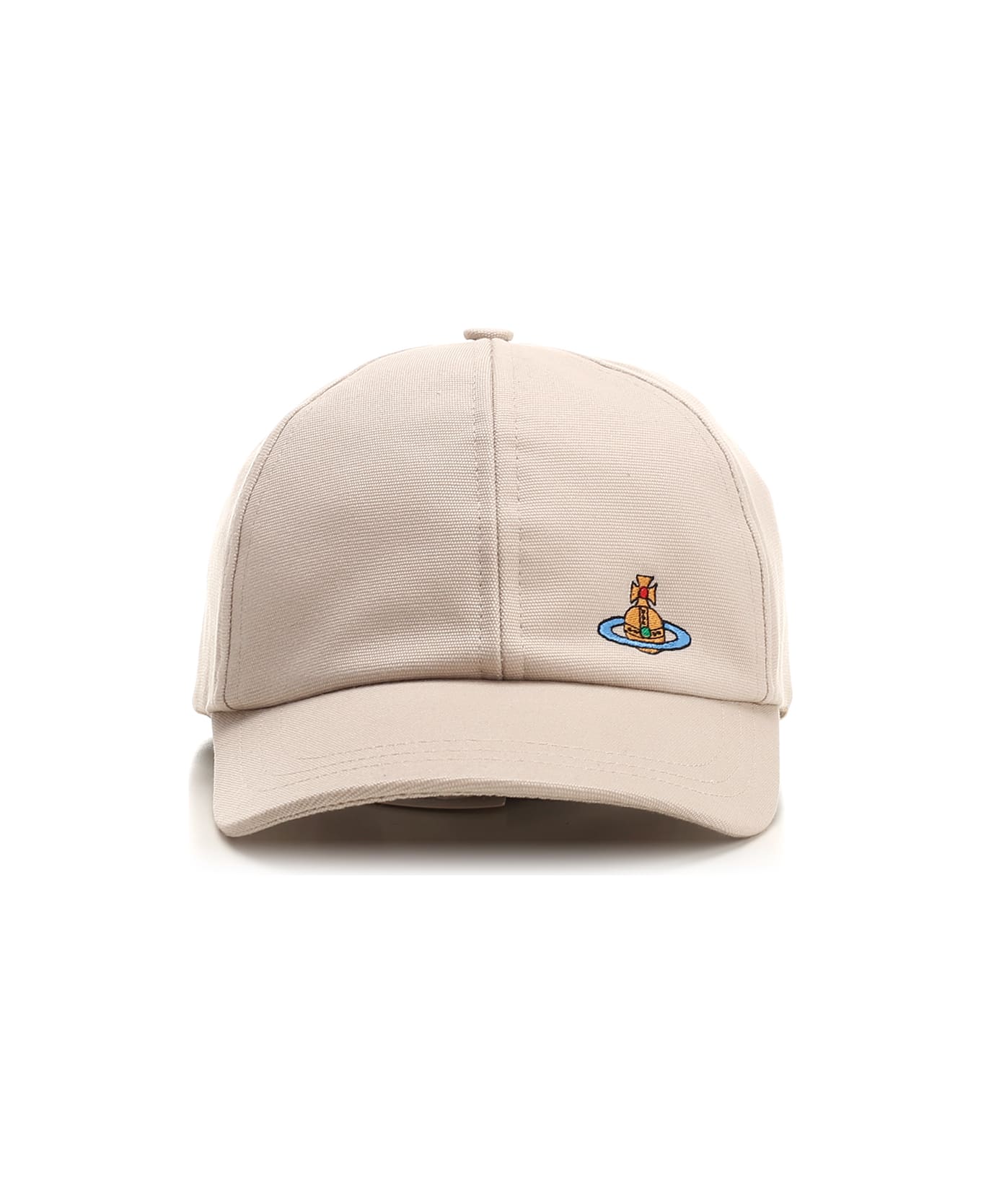 Vivienne Westwood Beige Cap With Embroidered Orb Logo - NEUTRALS