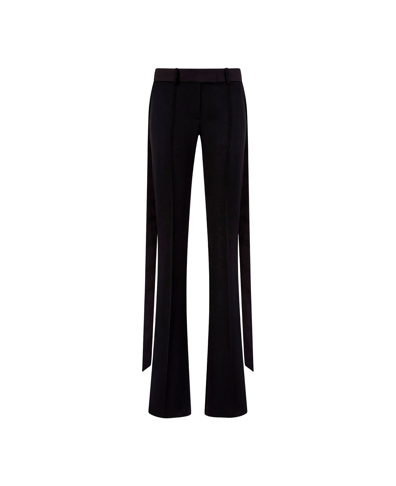 The Attico Black Pants With Wide Leg And Oversized Band Detail In Wool Woman - Black