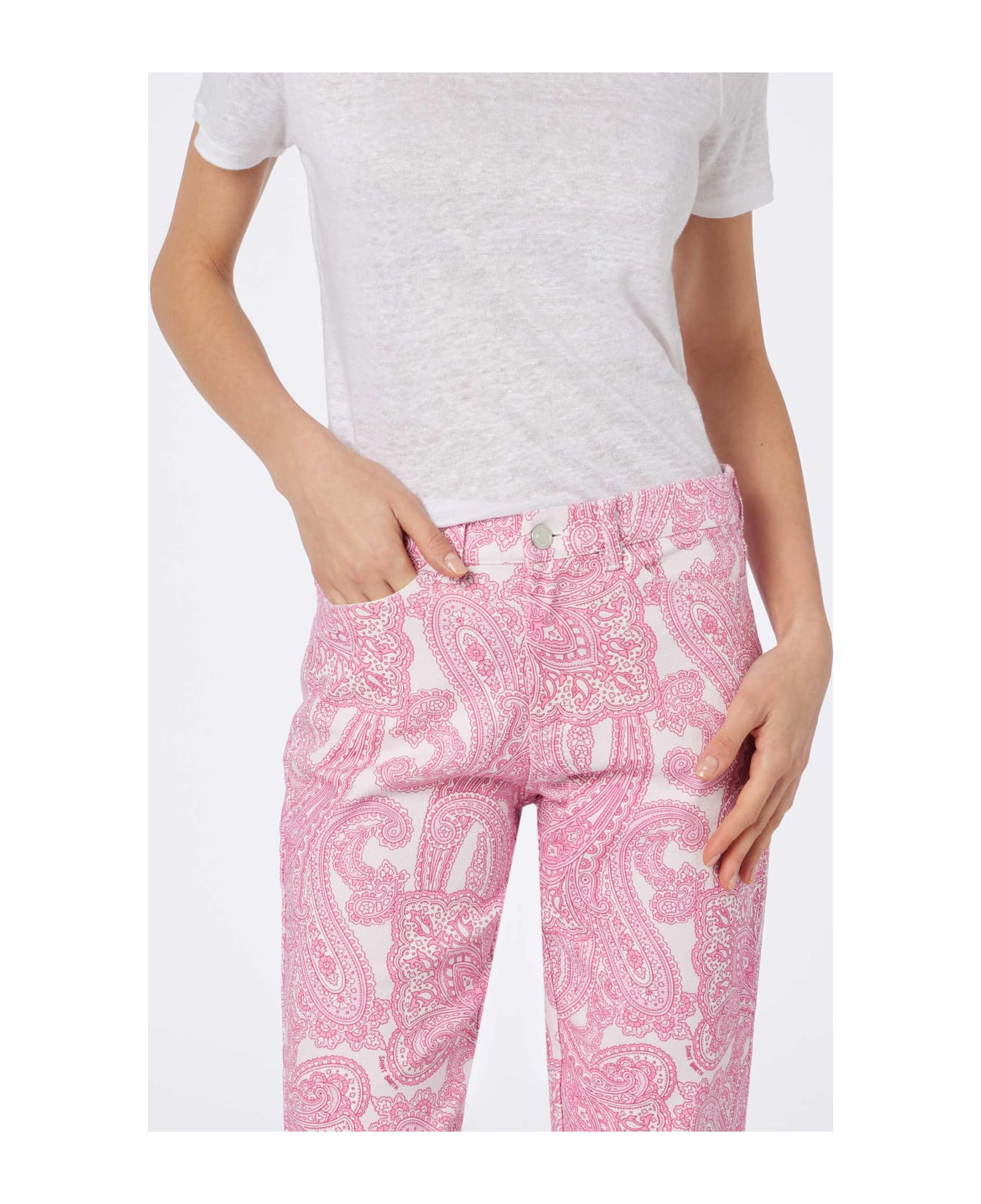 MC2 Saint Barth Woman Pink Paisley Print Denim Belleville - PINK