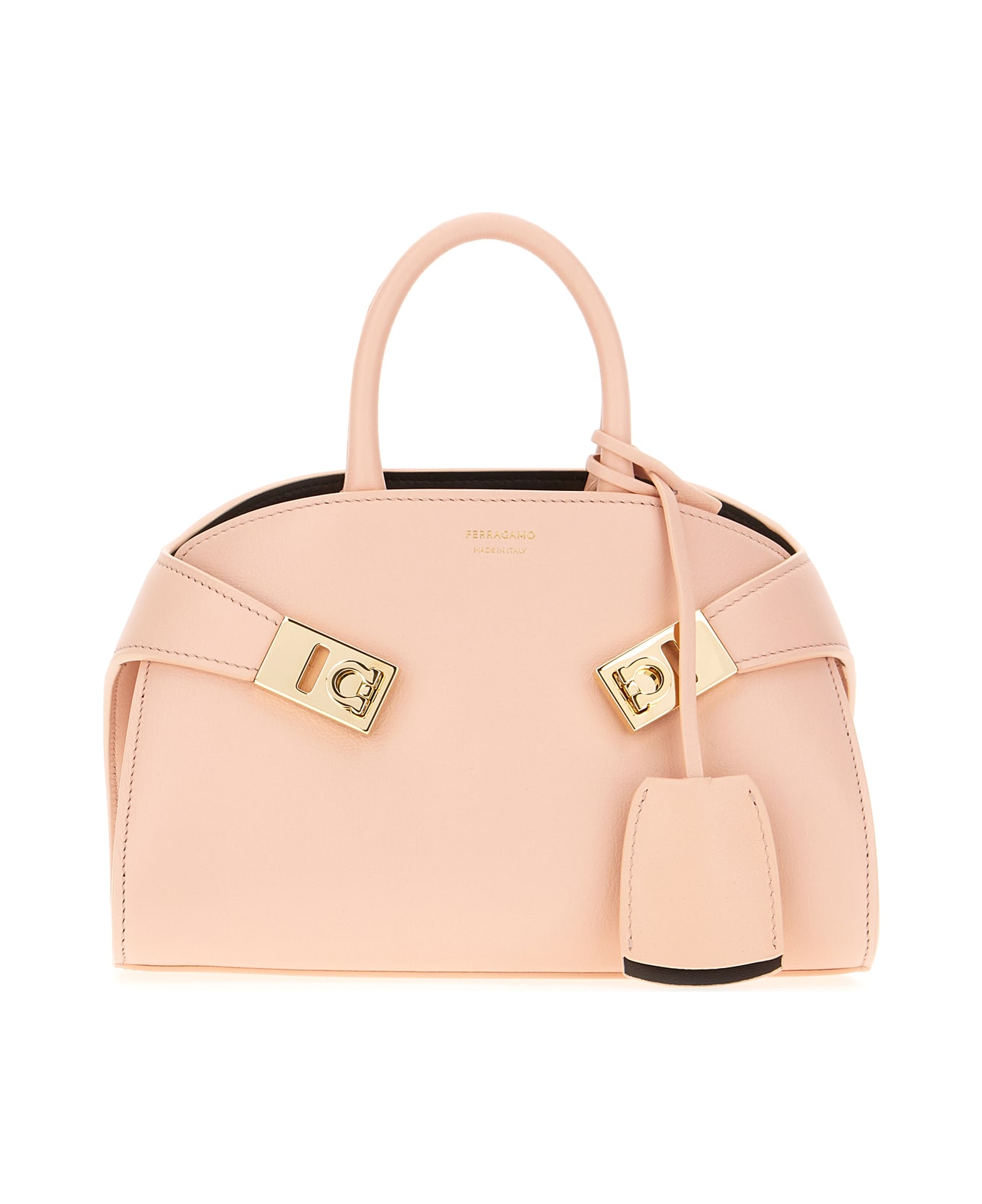 Ferragamo Pink Leather Mini Hug Handbag - PLASTER TESTA DI MORO