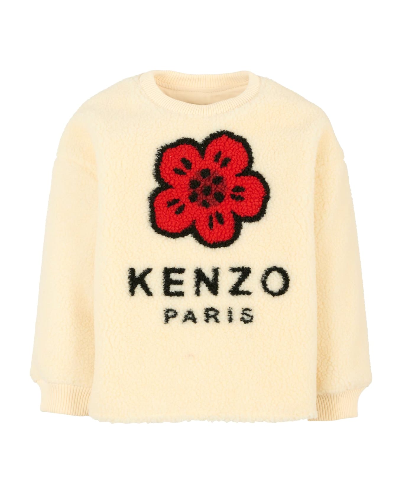 Kenzo Kids Ivory Sweatshirt For Girl With Poppy - Ivory