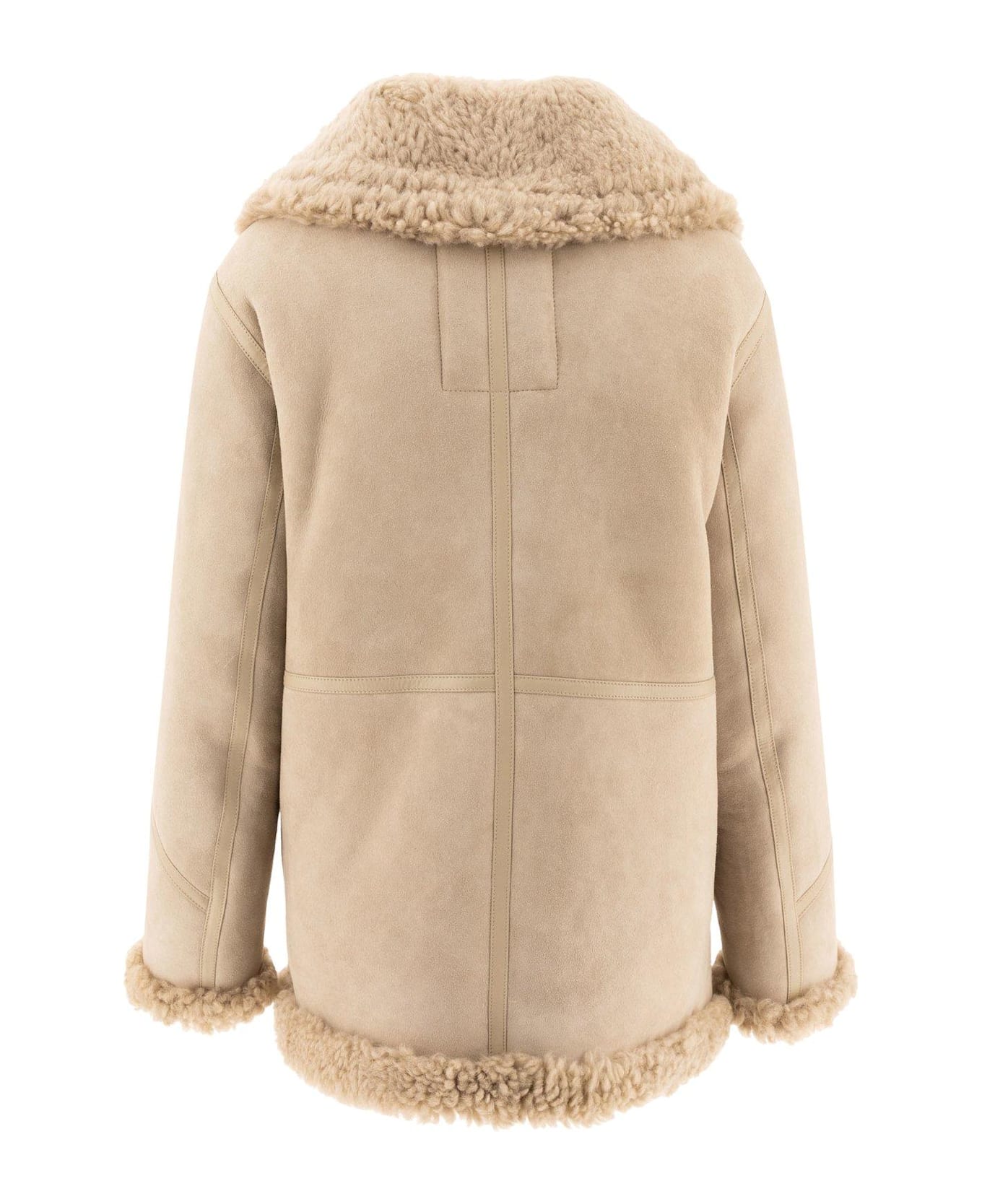 Burberry Shearling Zip-up Jacket - NEUTRALS