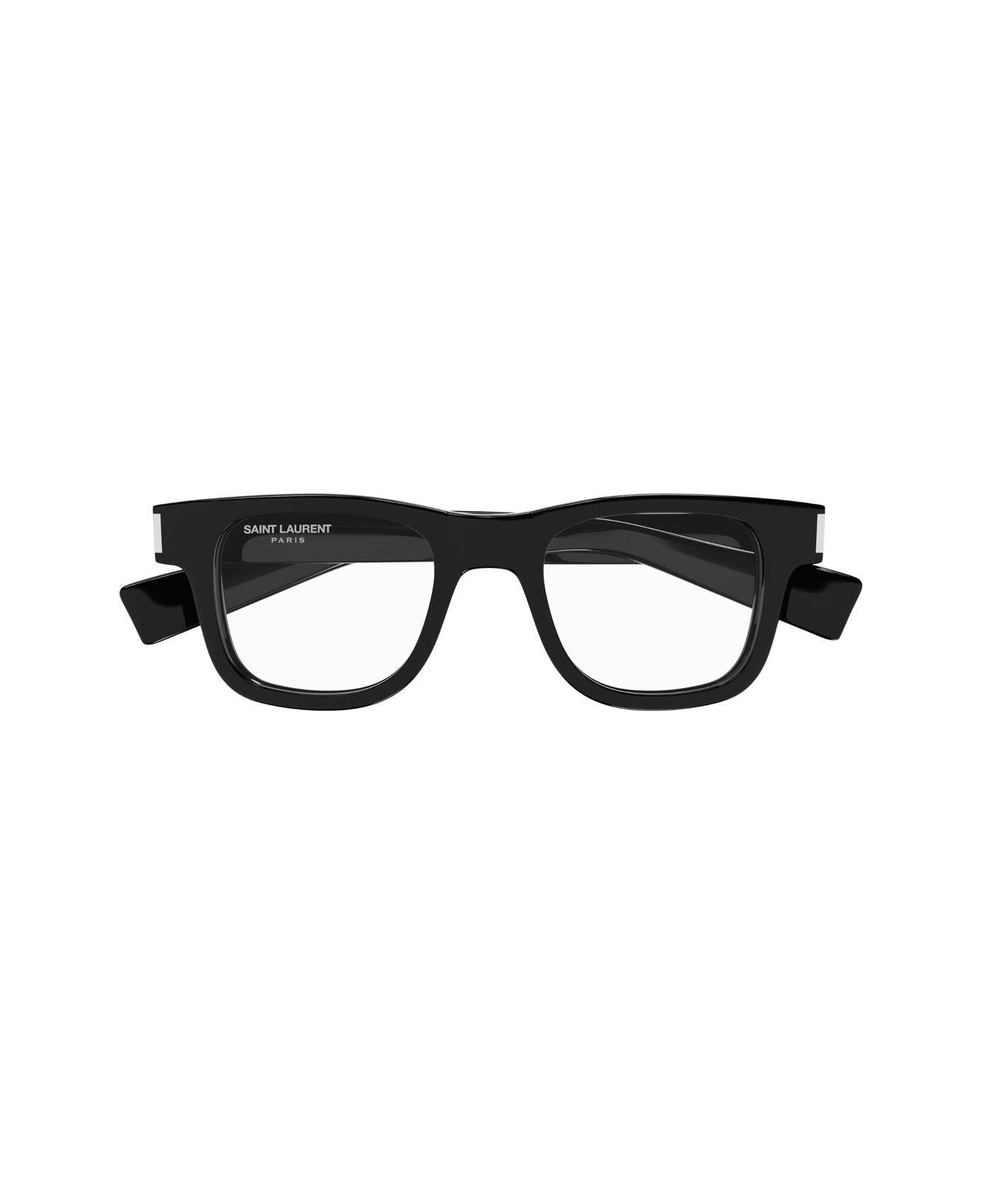 Saint Laurent Eyewear Square Frame Glasses - 005 black black transpare