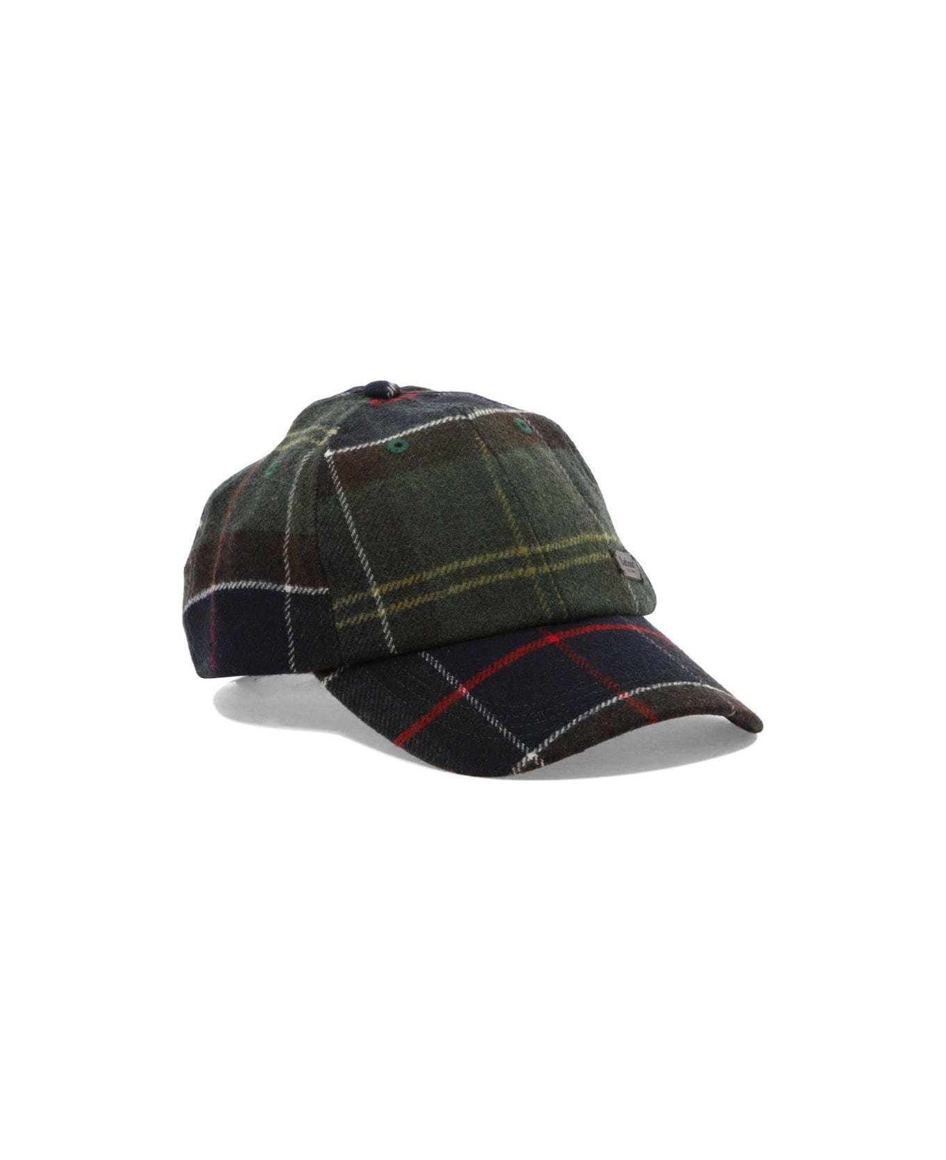 Barbour Check Pattern Baseball Cap - Verde / Blu