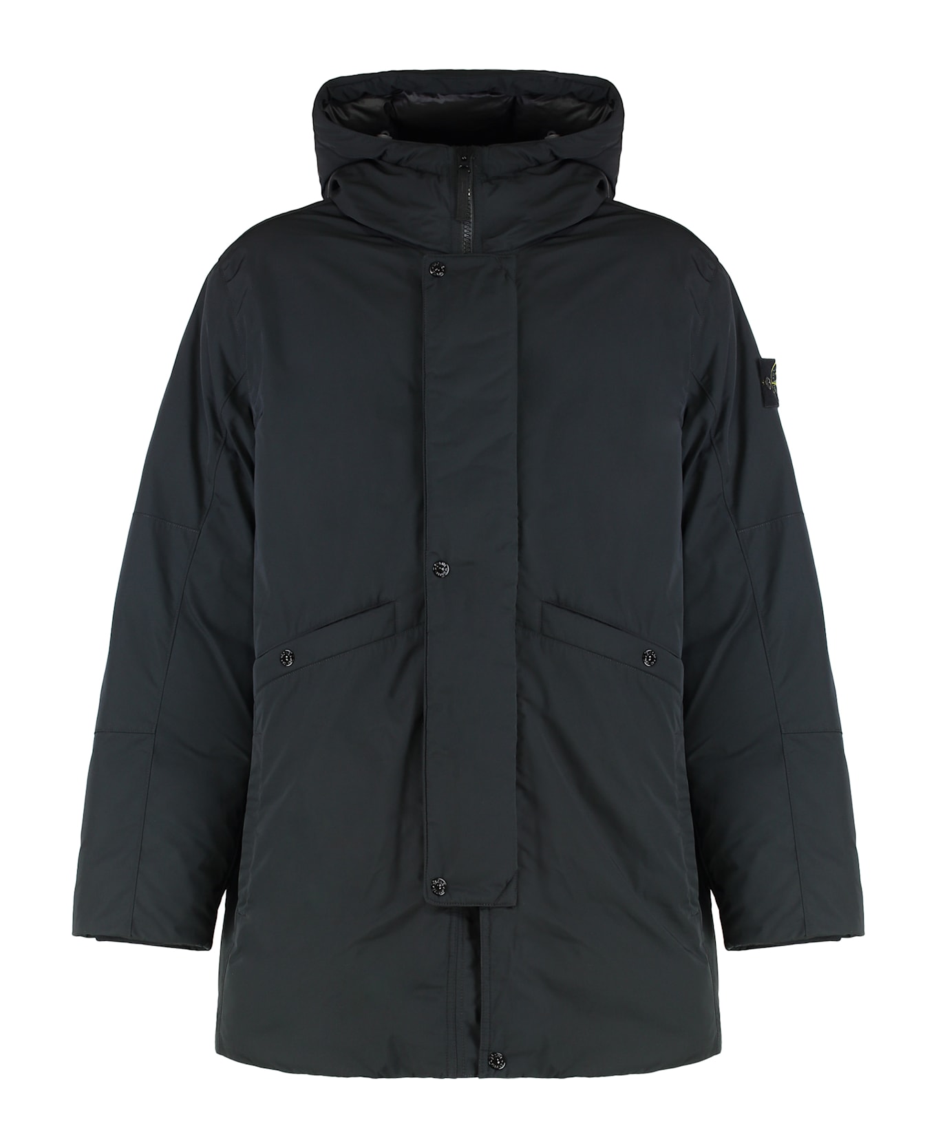 Stone Island Padded Parka With Hood - black