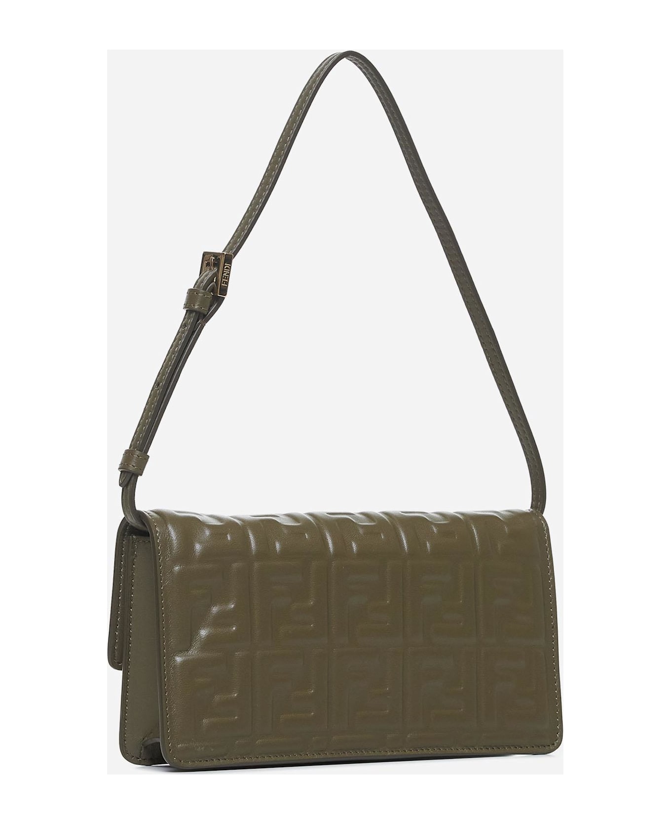 Fendi Ff Leather Wallet On Chain Bag - Verde