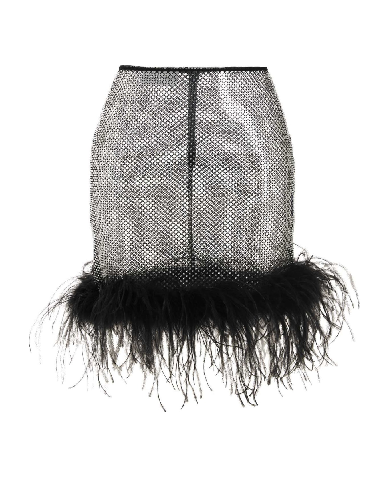 Giuseppe di Morabito Feather Crystal Mesh Skirt - Black  