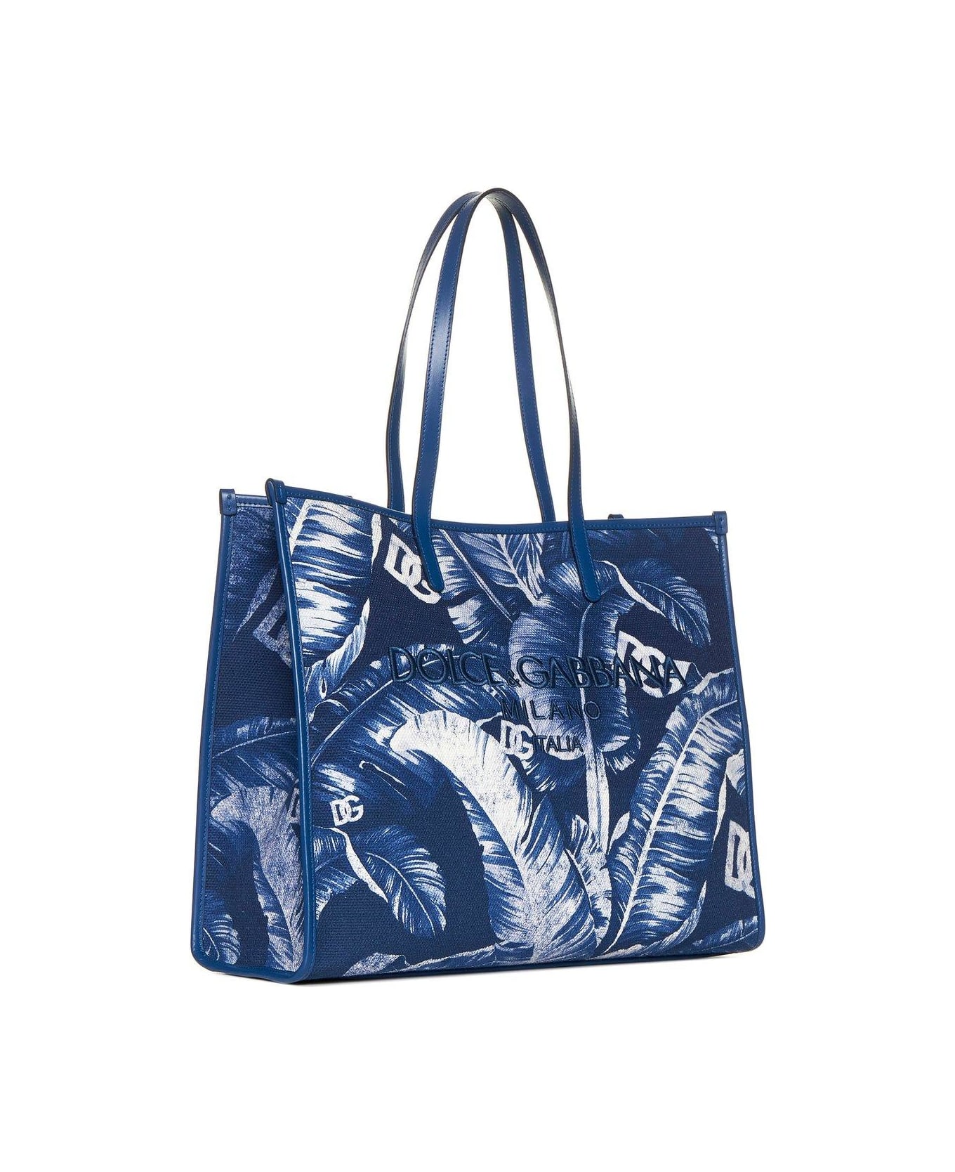 Dolce & Gabbana Leaf Printed Shoulder Bag - BLUE トートバッグ