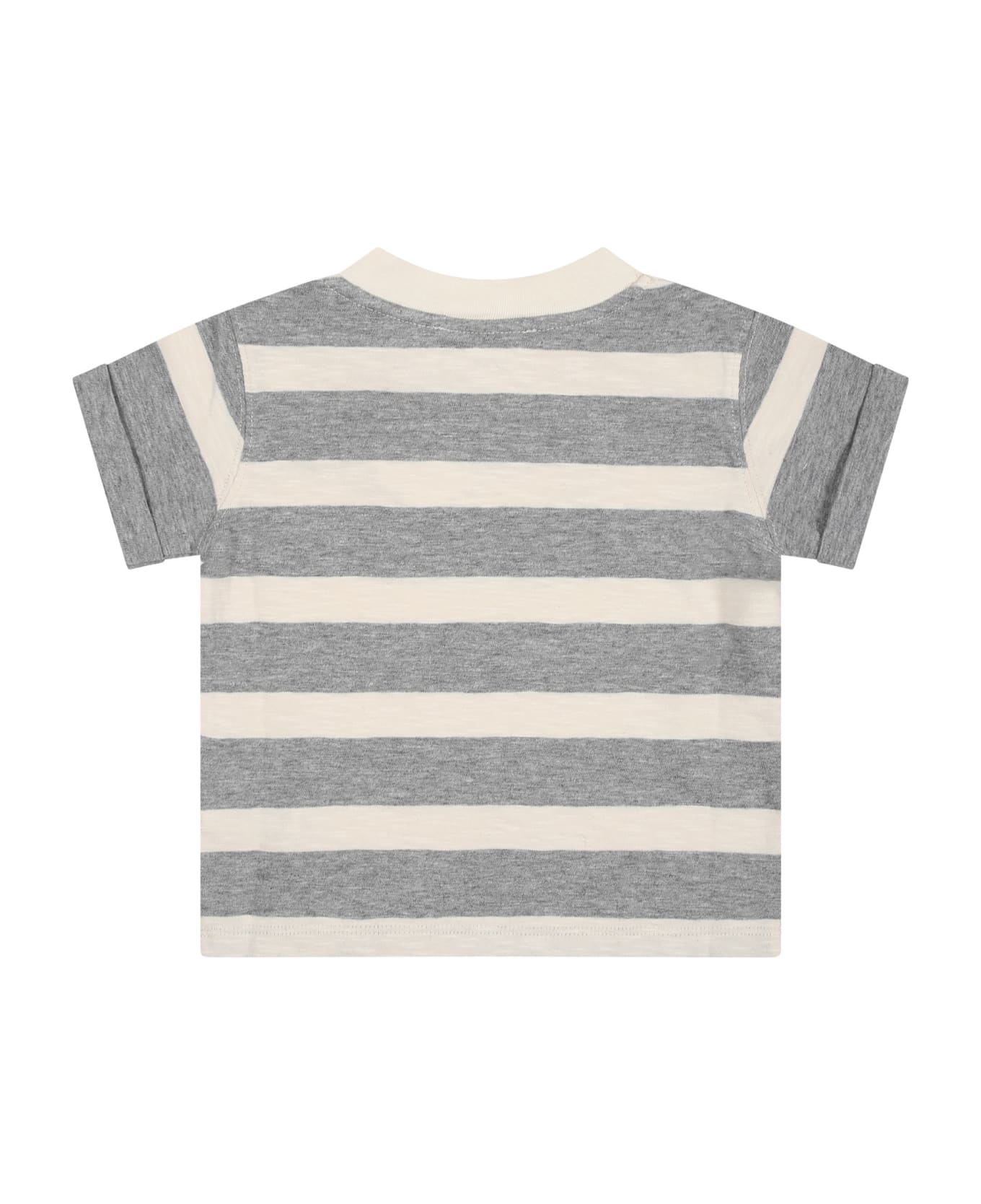 Bonpoint Grey T-shirt For Babykids With Logo - Grigio