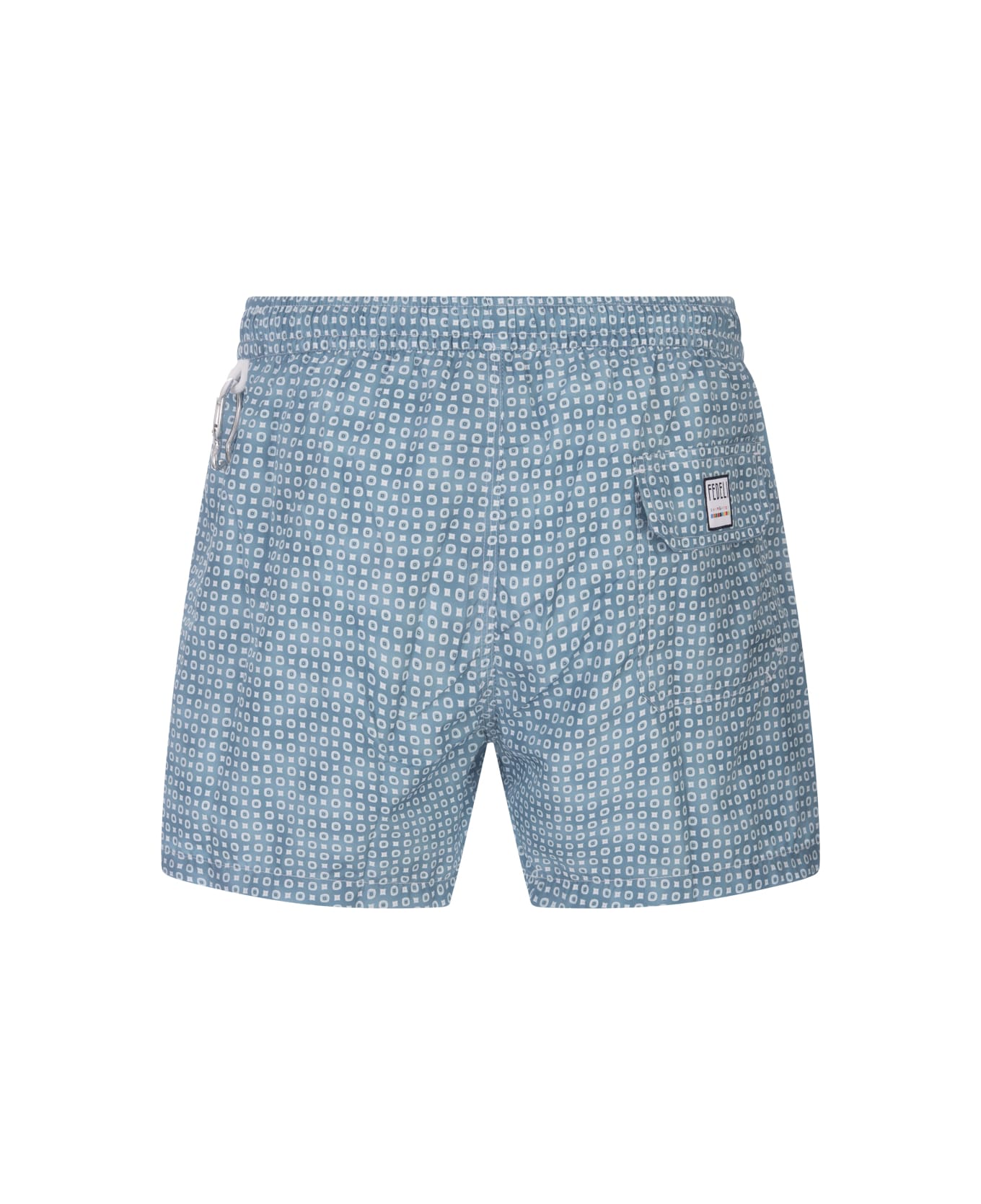 Fedeli Teal Blue Swim Shorts With Micro Pattern - Blue