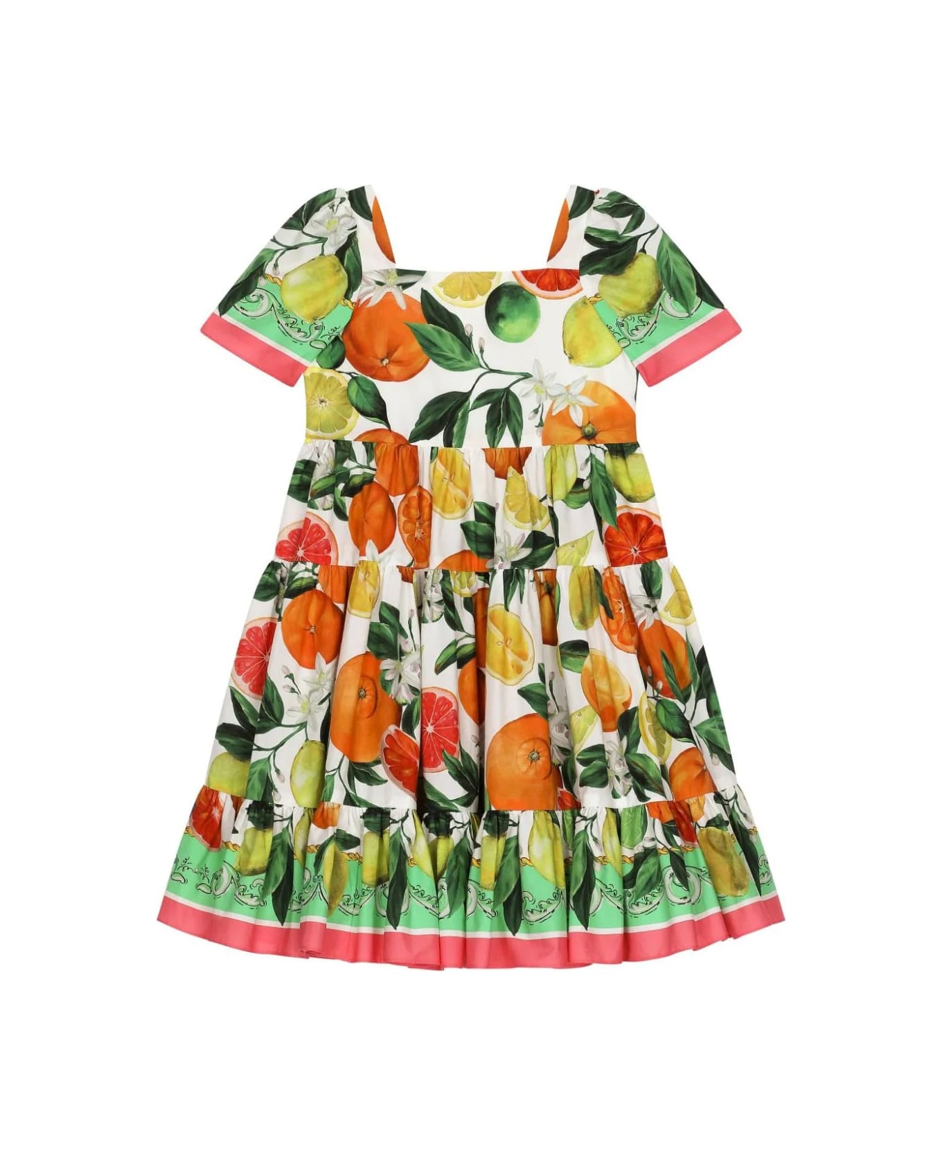 Dolce & Gabbana Multicolored Dress With Orange And Lemon Print - Multicolour