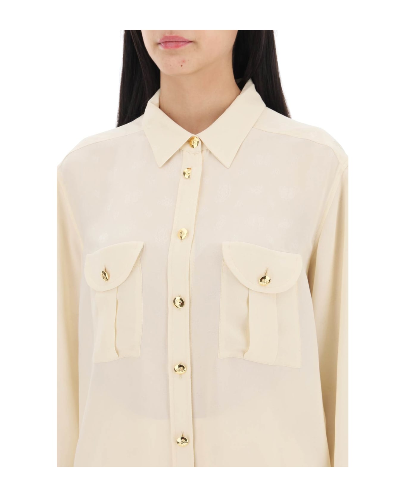 Blazé Milano Faverolles Jacquard Crepe Shirt - BUTTER (White)