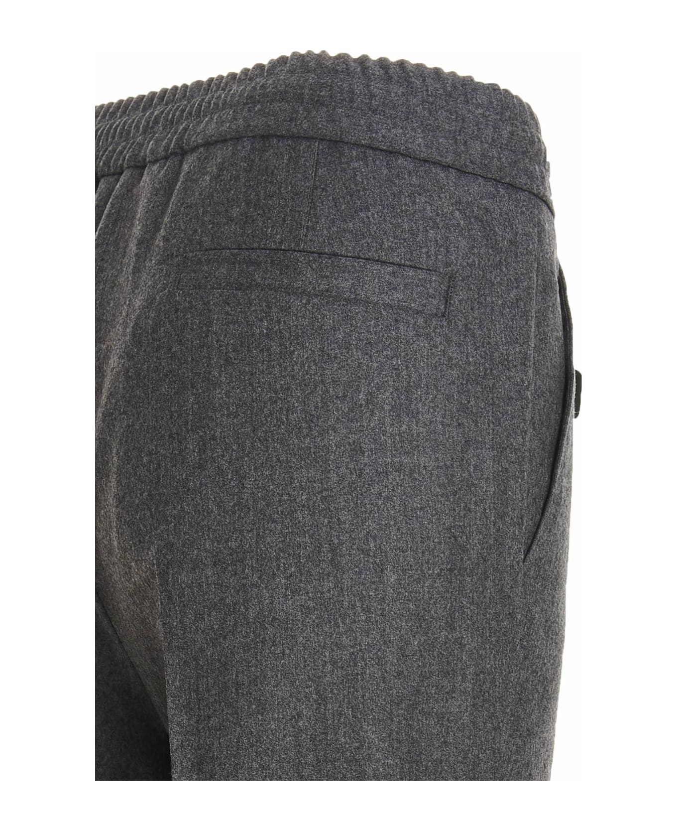 Brunello Cucinelli Front Pleat Wool Trousers - Gray