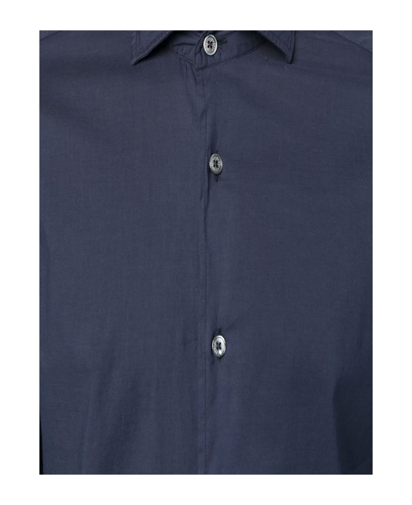 Fedeli Navy Blue Cotton Shirt - Blue