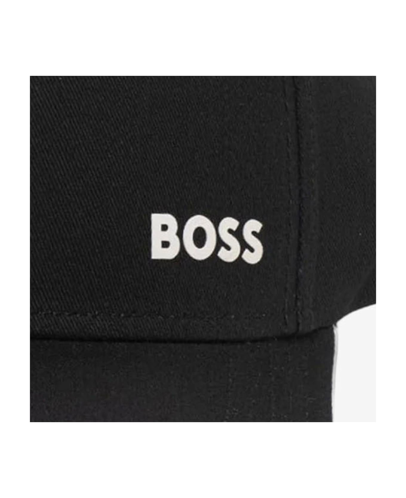 Hugo Boss Cotton Baseball Cap With Logo - Black
