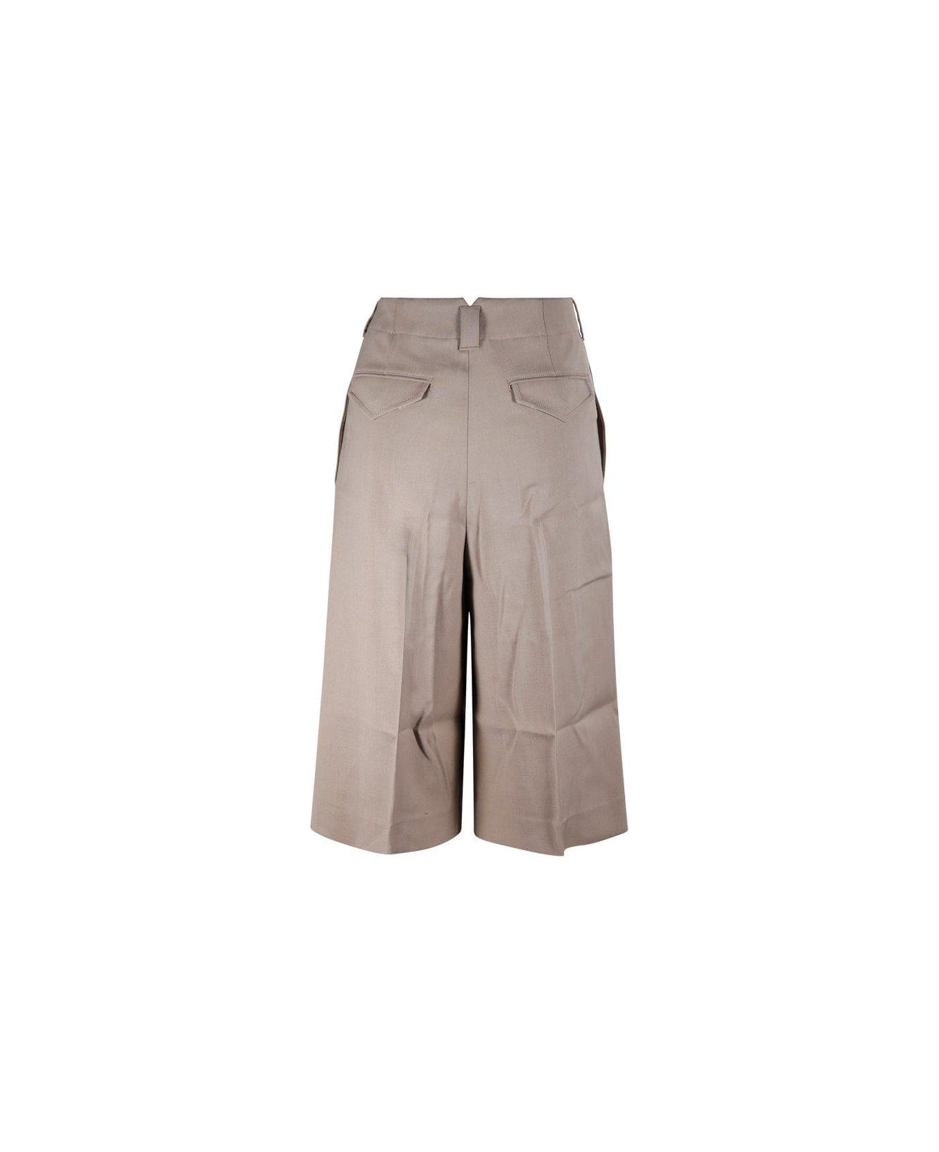 Ami Alexandre Mattiussi Paris Faille High Waisted Knee-length Shorts - LIGHTTAUPE