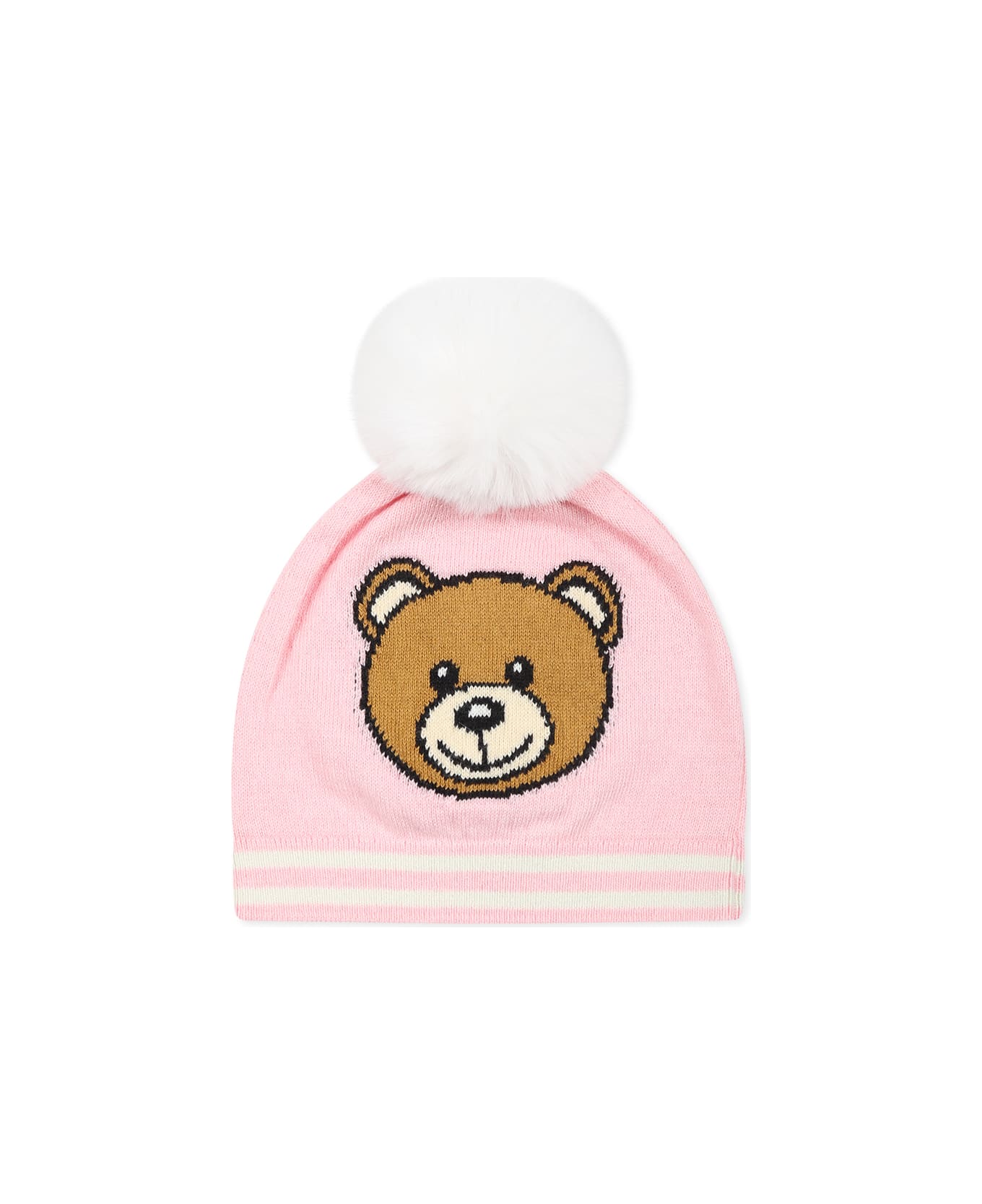 Moschino Blue Hat For Babykids With Teddy Bear - Pink