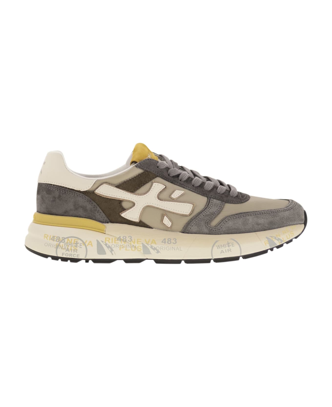 Premiata Mick 7713 - Sneakers With Side Logo - Grey/beige