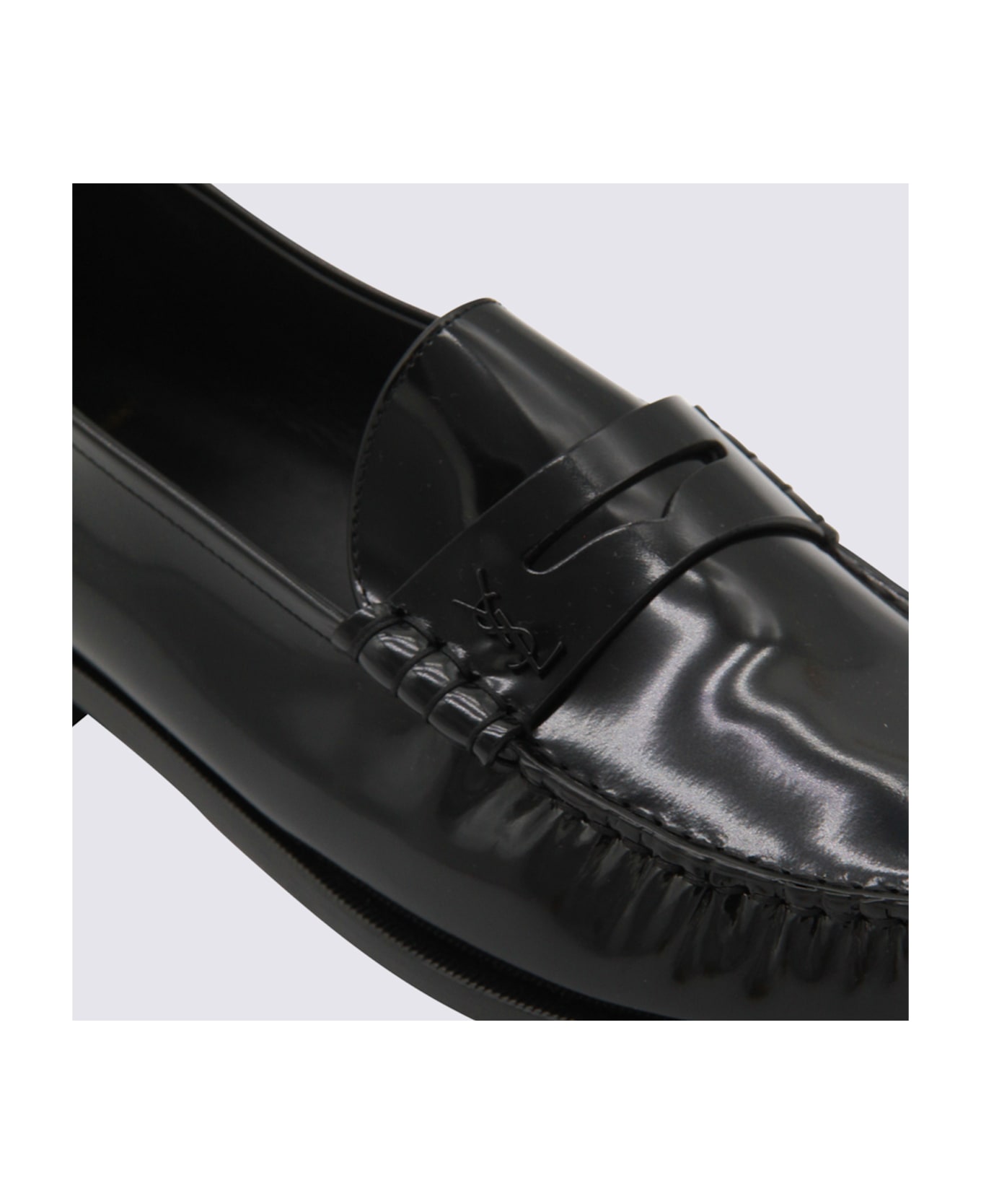 Saint Laurent Black Leather Loafers - Black