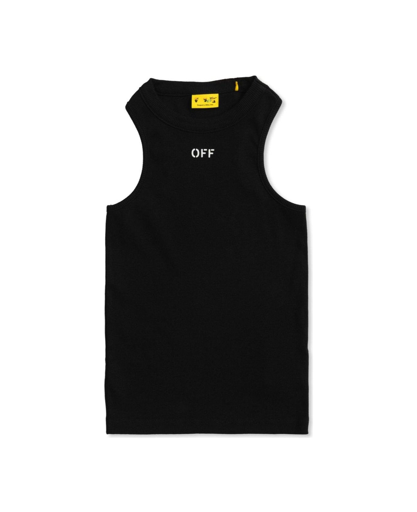Off-White Stamp Ribbed Tank Top - Black White