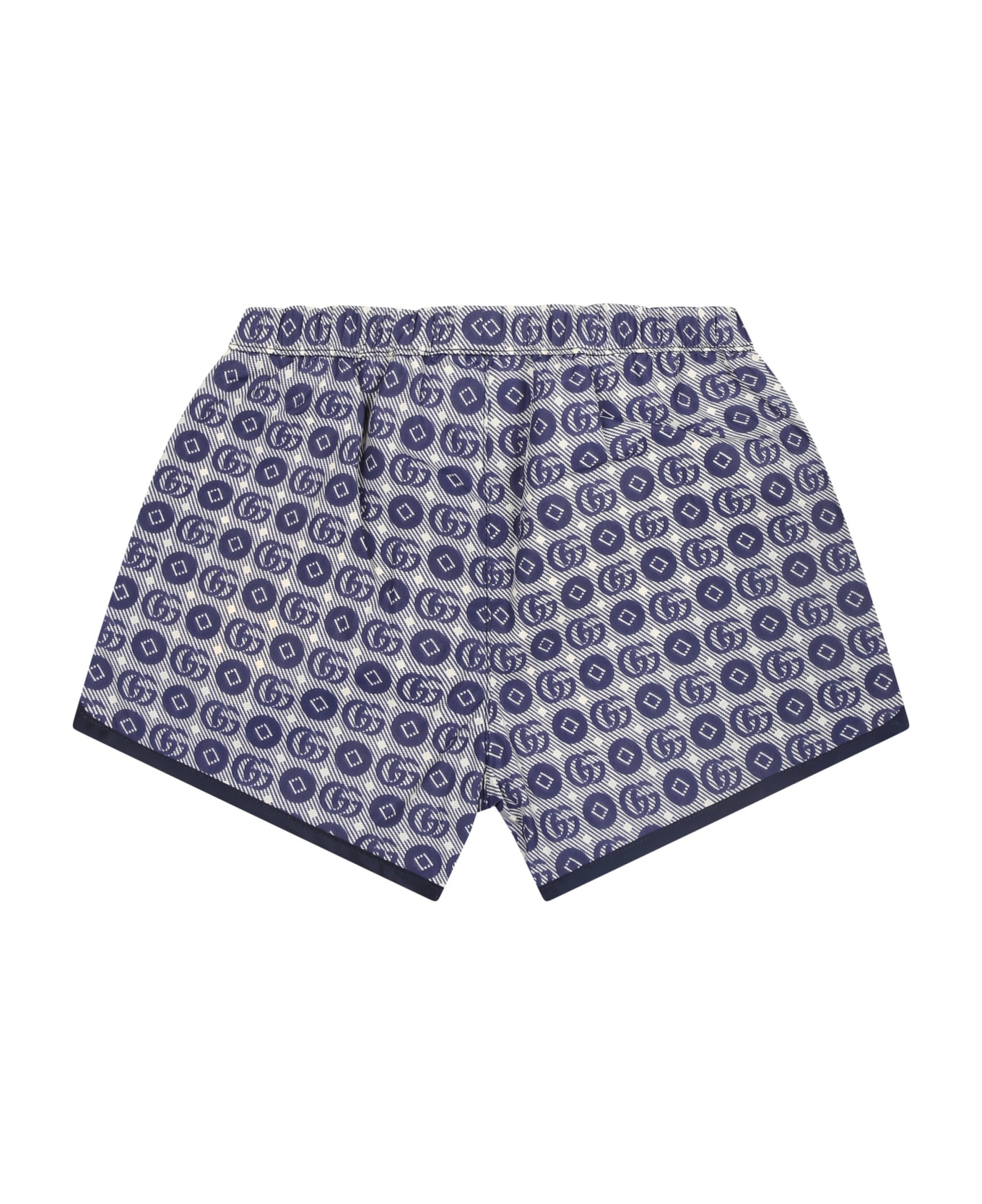 Gucci Blue Swim Shorts For Baby Boy With Double G - Blue