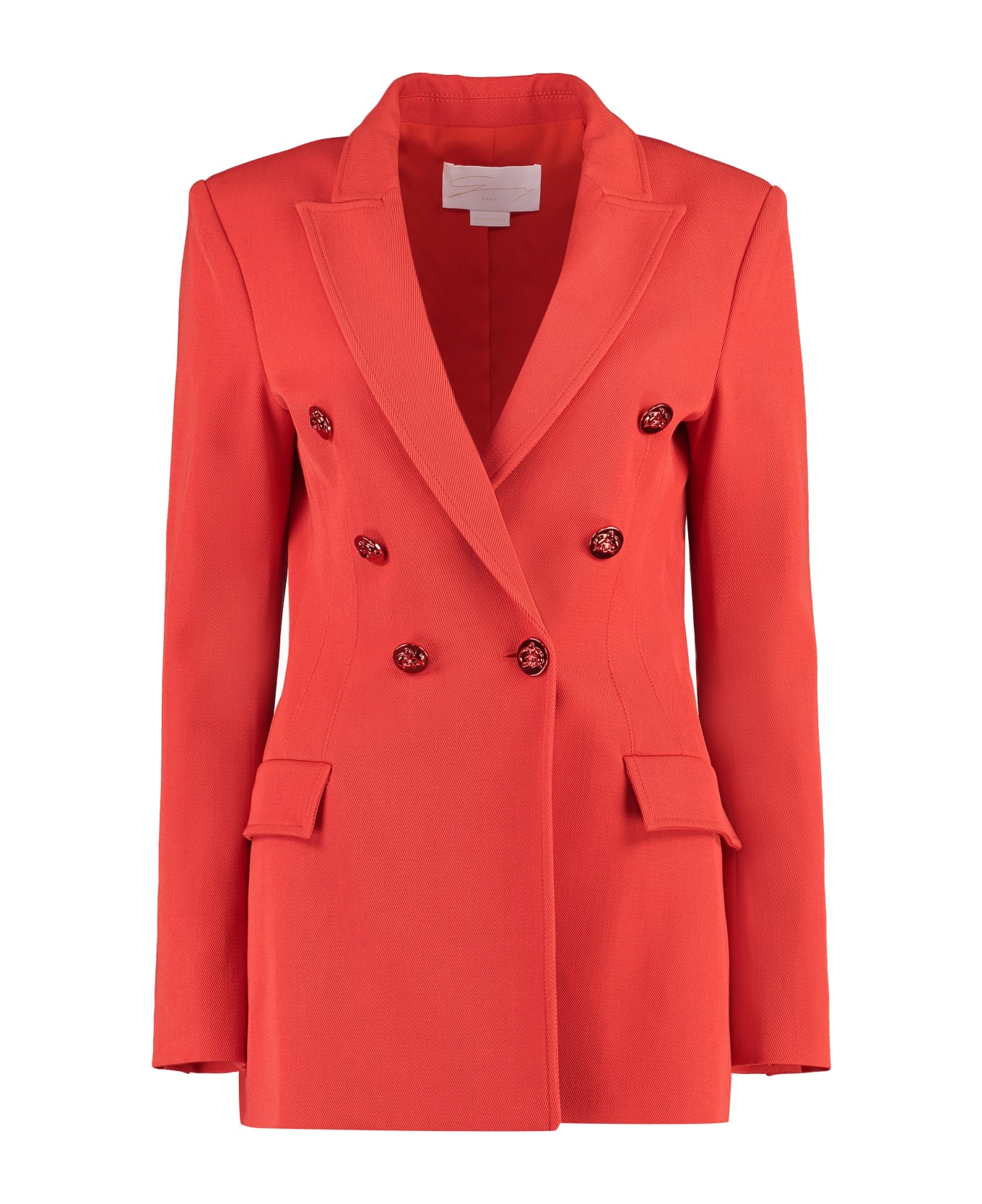Genny Double-breasted Wool Blazer - red