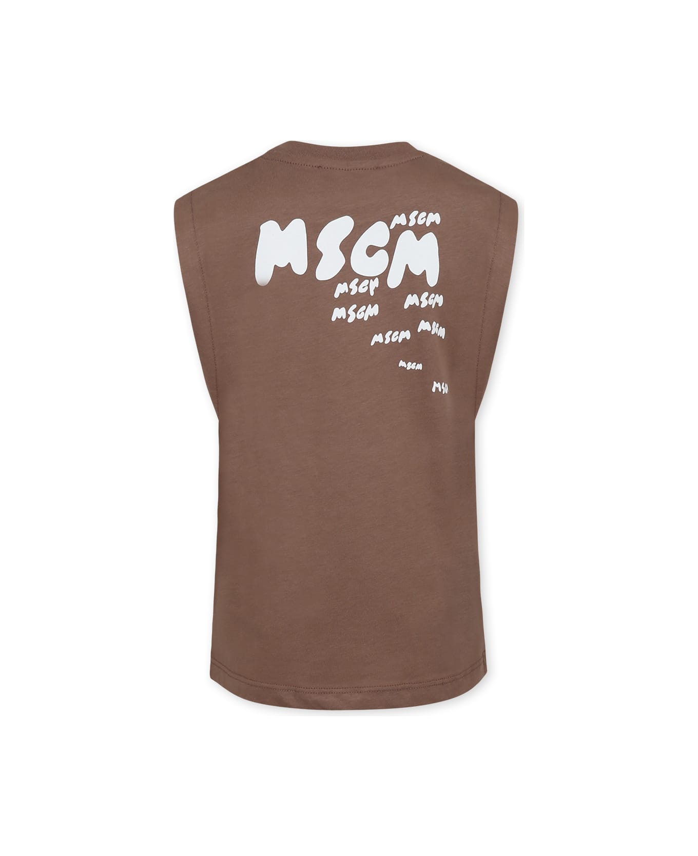 MSGM Brown Tank Top For Boy With Logo - Brown