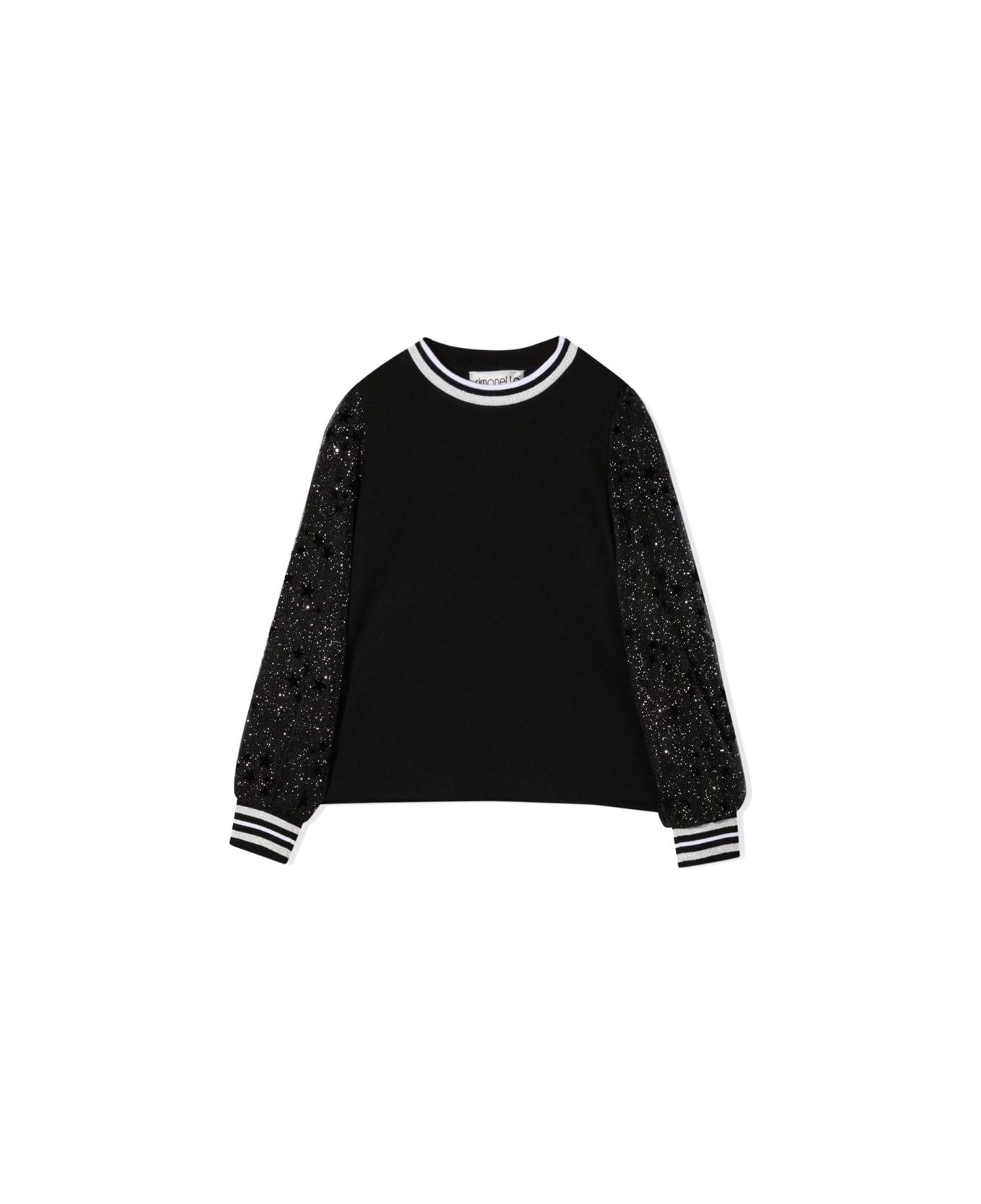 Simonetta Maglia Con Maniche In Tulle - BLACK