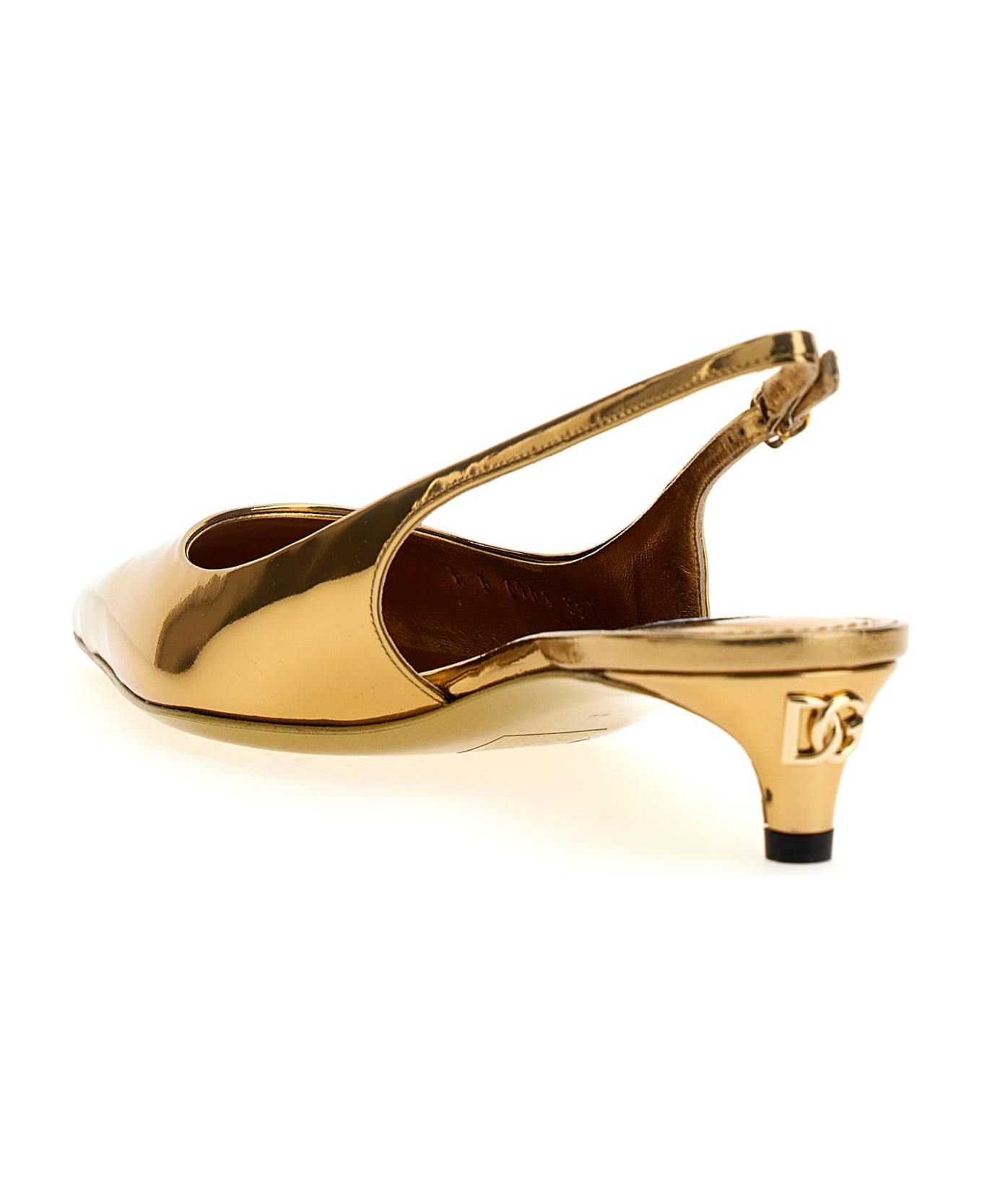 Dolce & Gabbana Leather Slingback Pumps - Gold ハイヒール